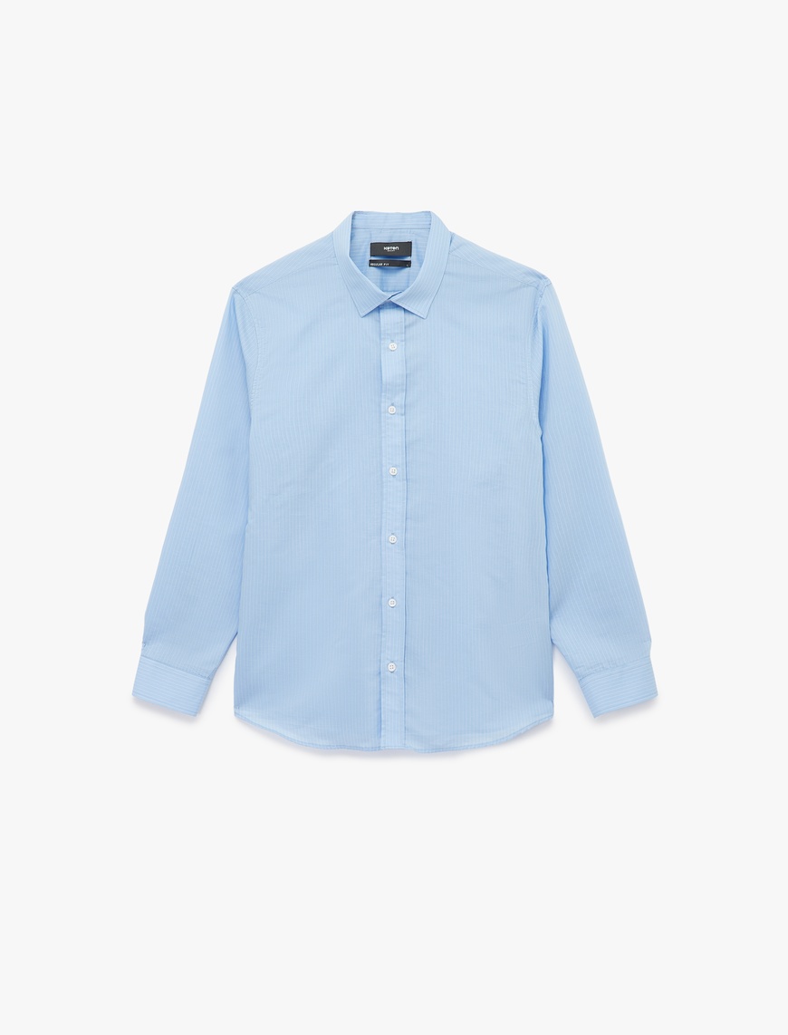   Regular Fit Pamuklu Poplin Klasik Yaka Uzun Kollu Gömlek