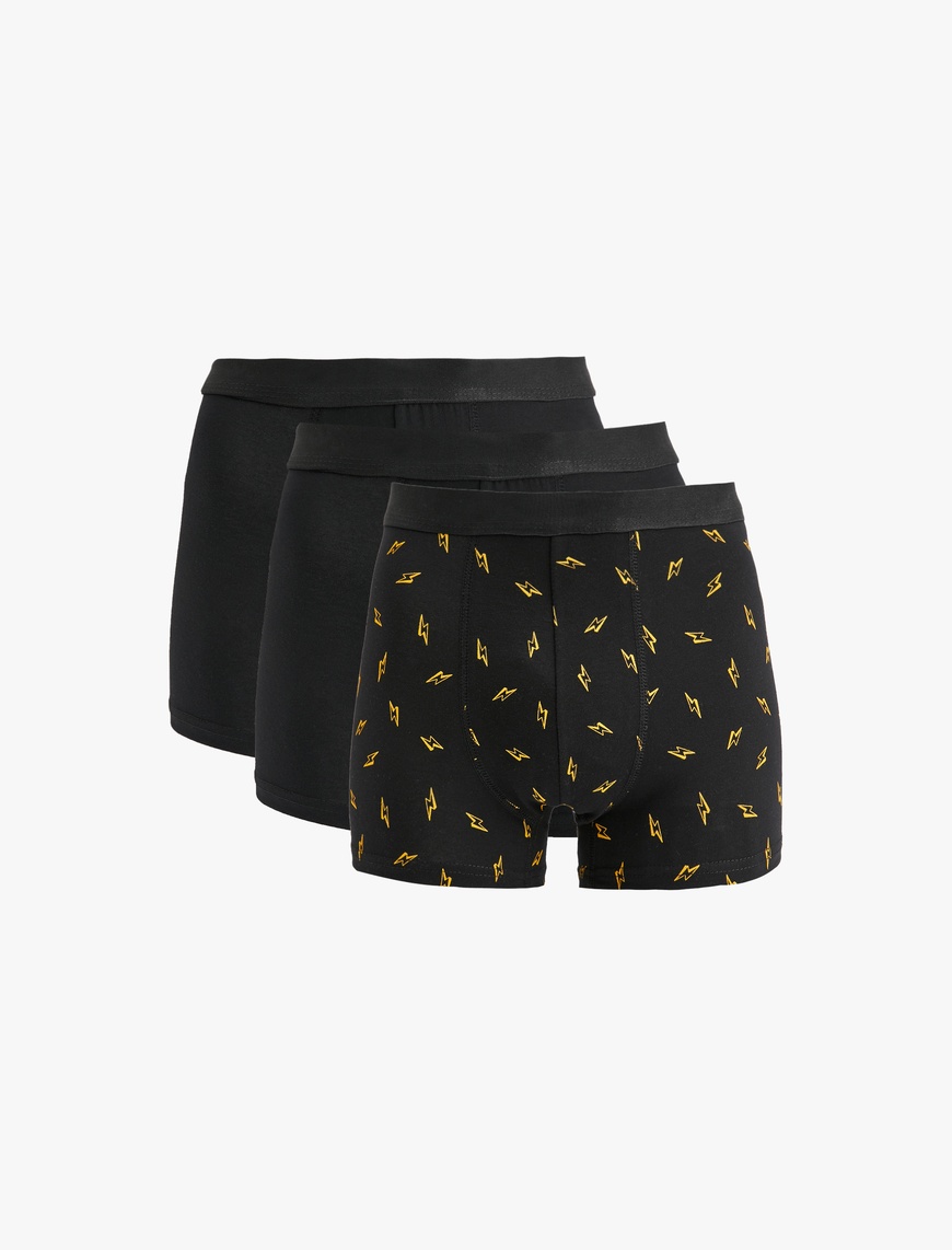   Pamuklu Şimşek Baskılı 3'lü Boxer Seti