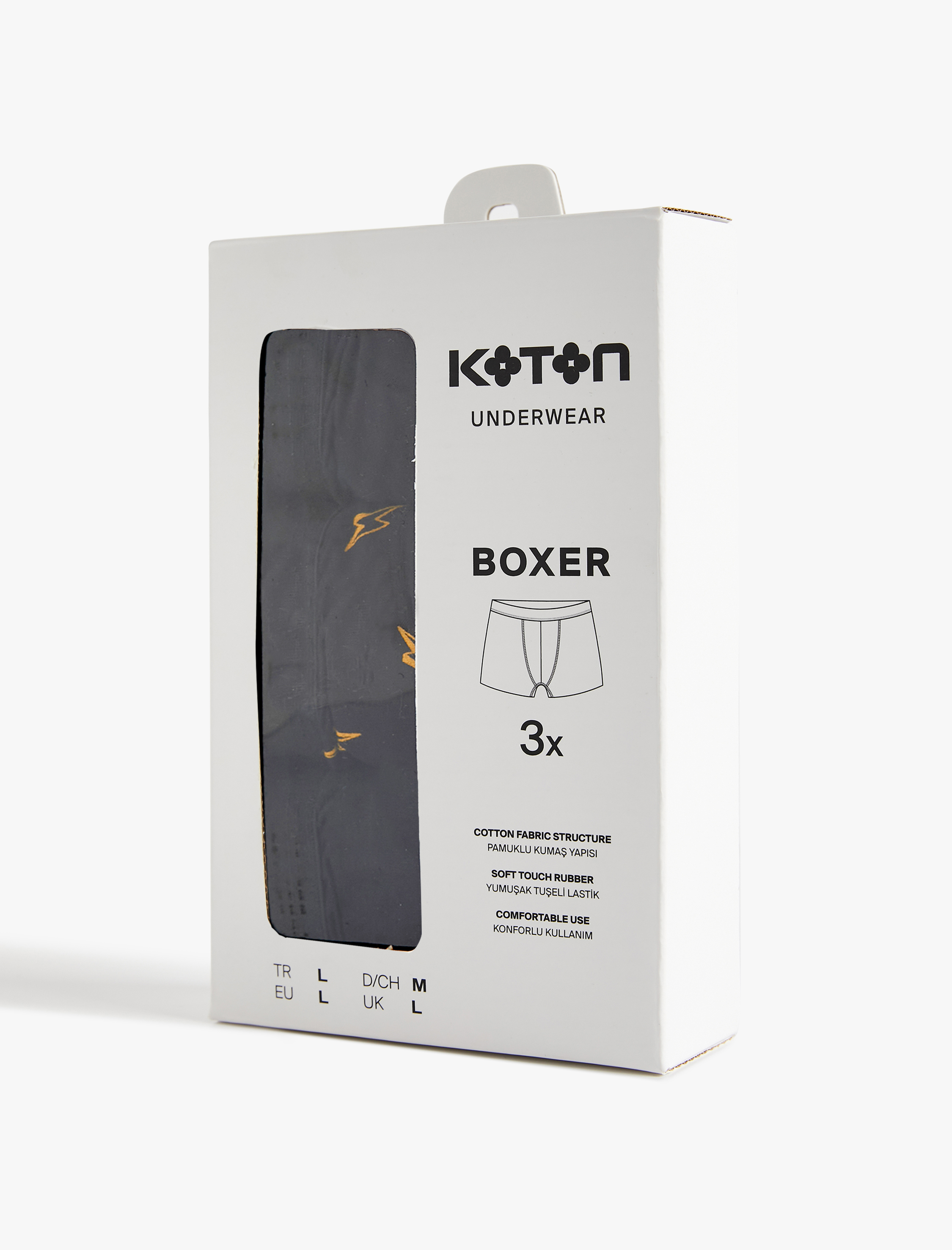   Pamuklu Şimşek Baskılı 3'lü Boxer Seti