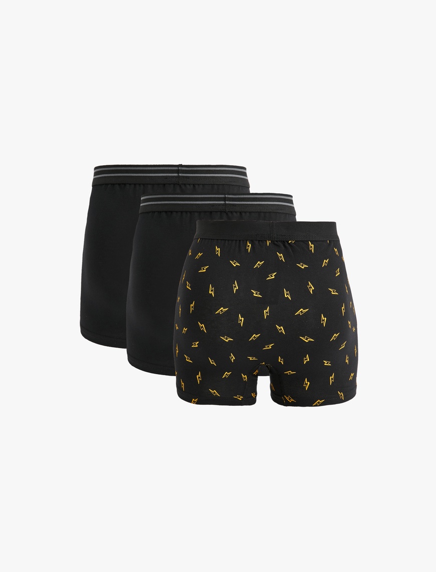   Pamuklu Şimşek Baskılı 3'lü Boxer Seti