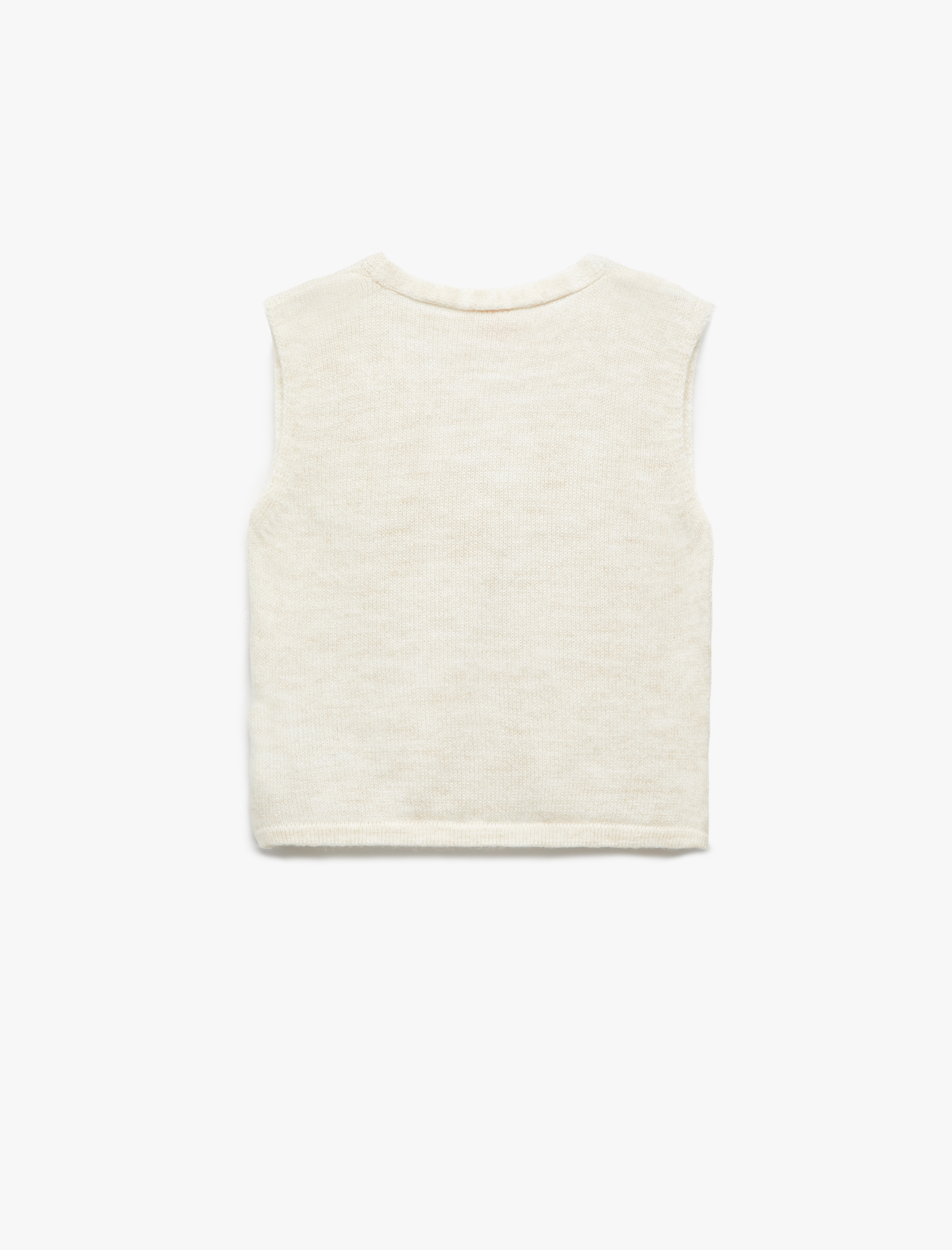 Kız Bebek Çiçek Aplikeli Düğmeli V Yaka Triko Süveter