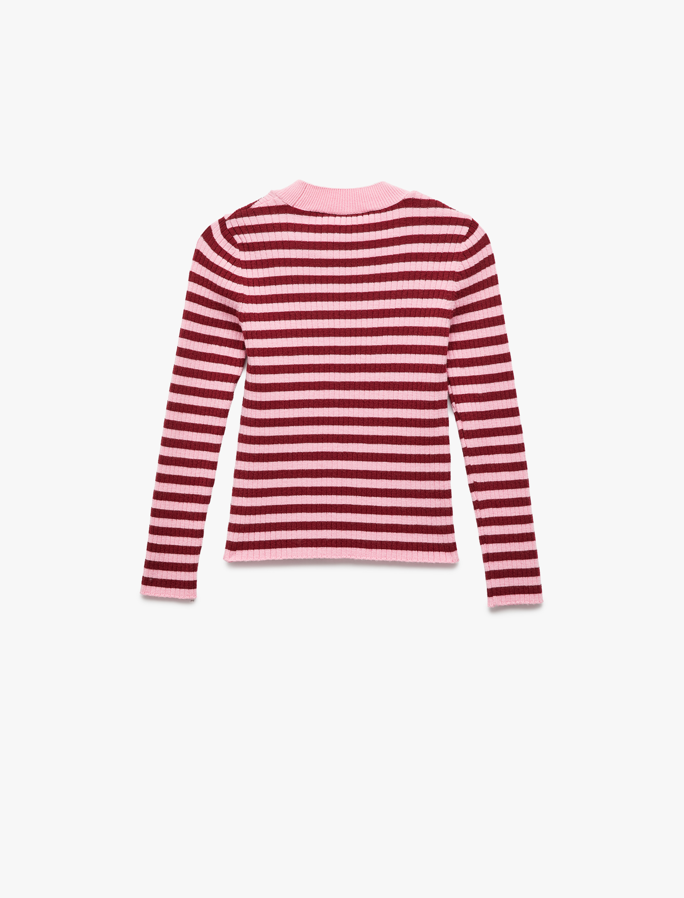  Kız Çocuk Uzun Kollu Bisiklet Yaka Çizgili Triko Kazak