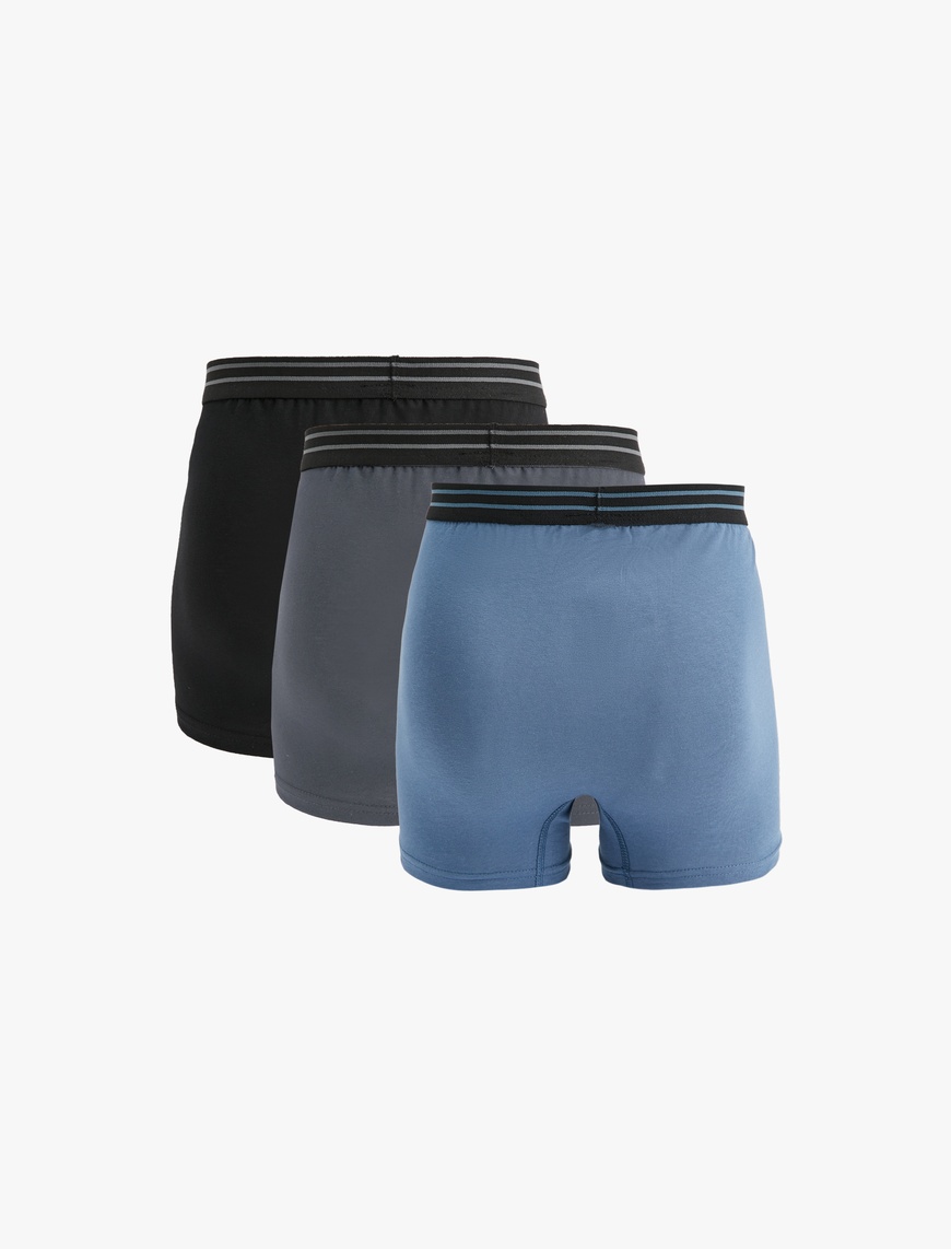   Pamuklu Regular Fit Şerit Detaylı 3'lü Boxer Seti