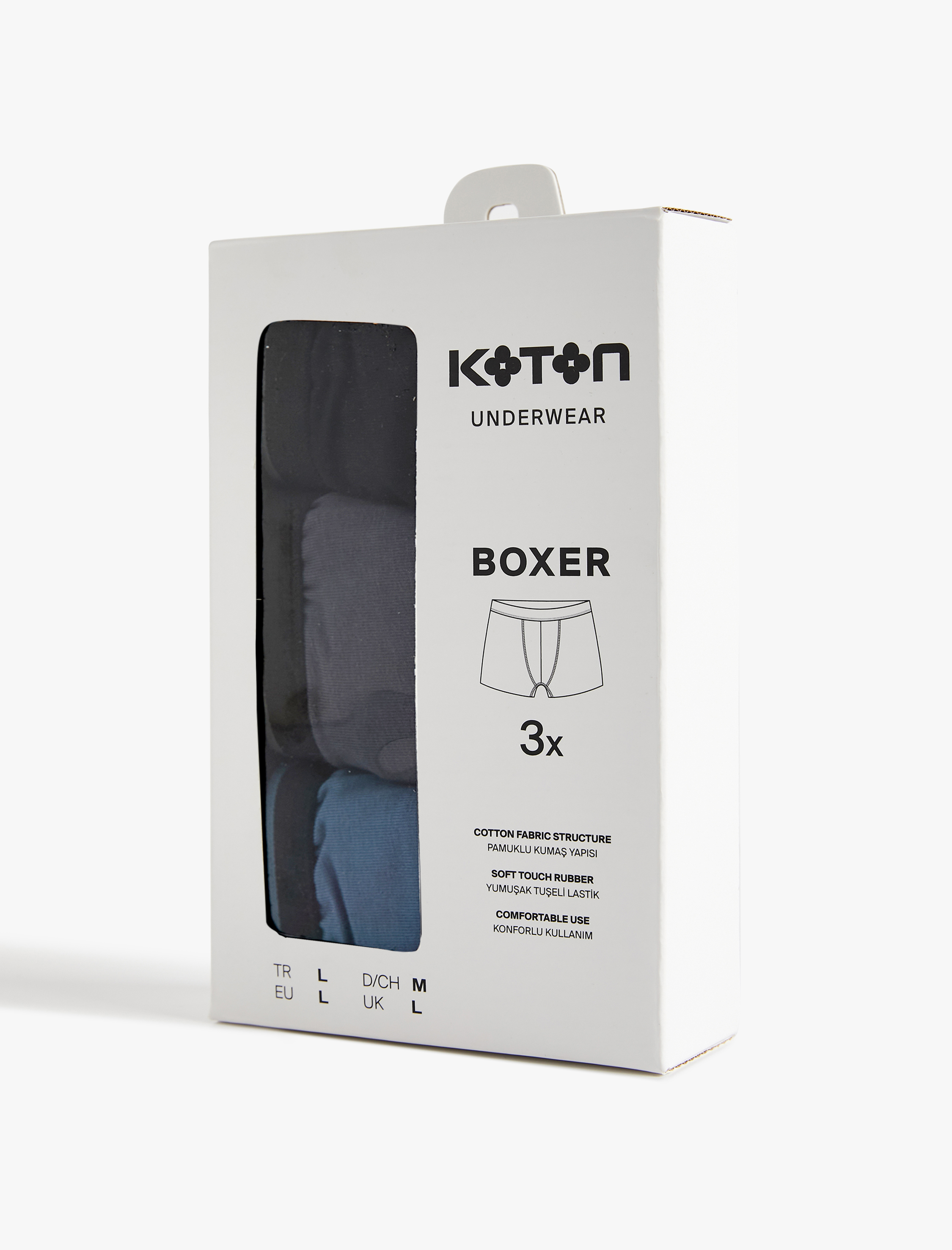   Pamuklu Regular Fit Şerit Detaylı 3'lü Boxer Seti