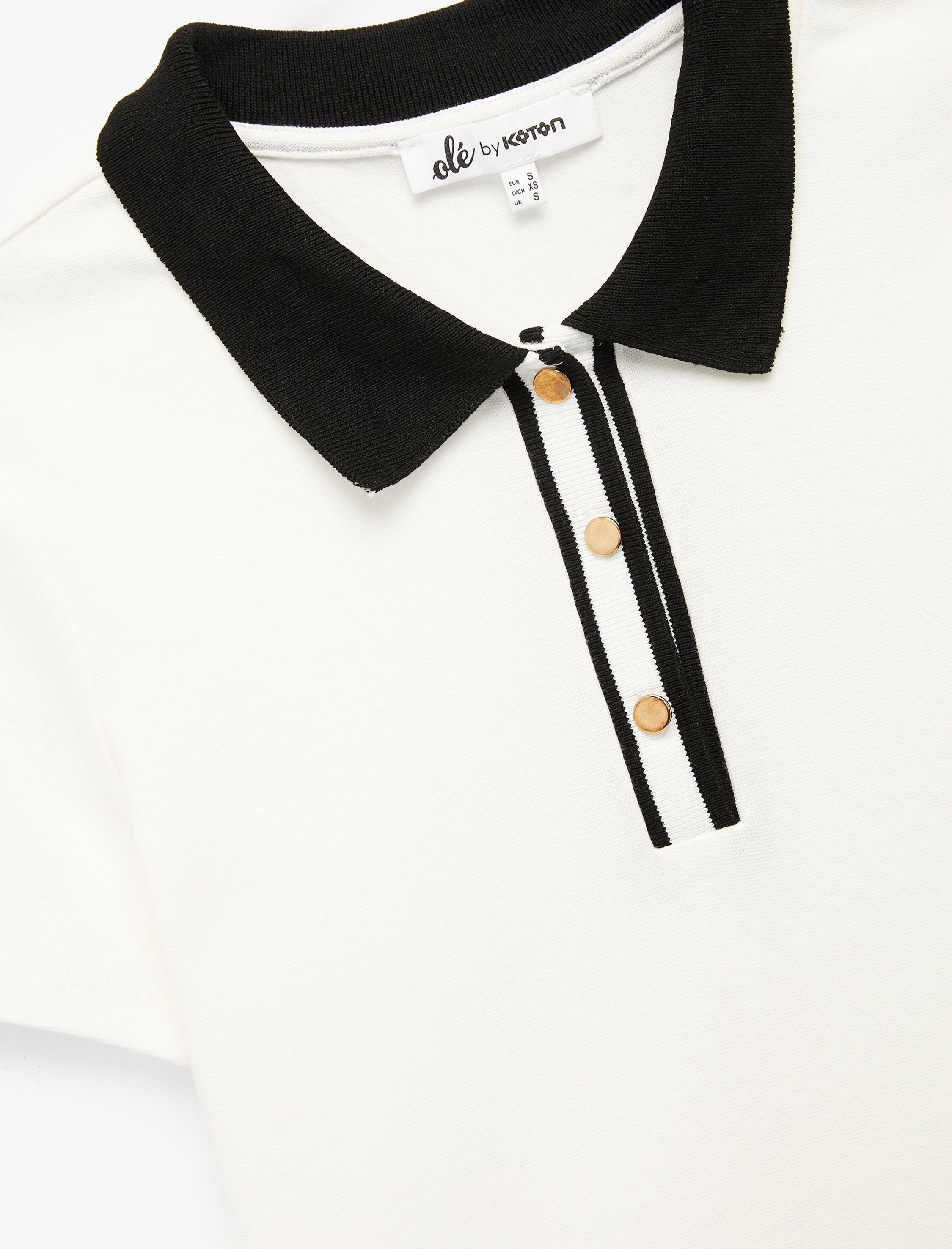   Düğmeli Çizgili Kısa Kollu Pamuklu Polo Yaka Tişört