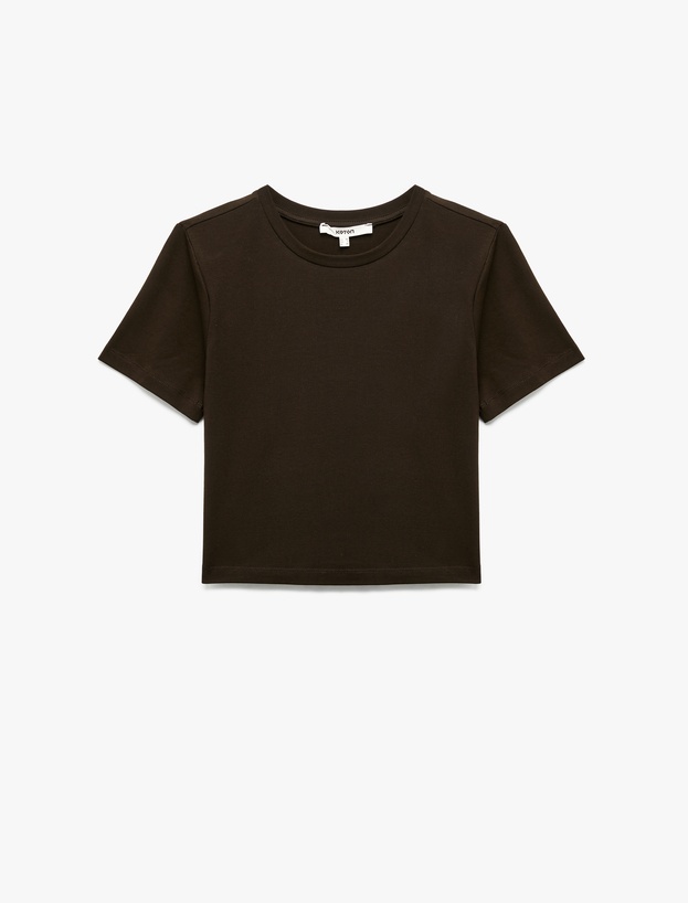 Pamuklu Slim Fit Kısa Kollu Bisiklet Yaka Tişört_0