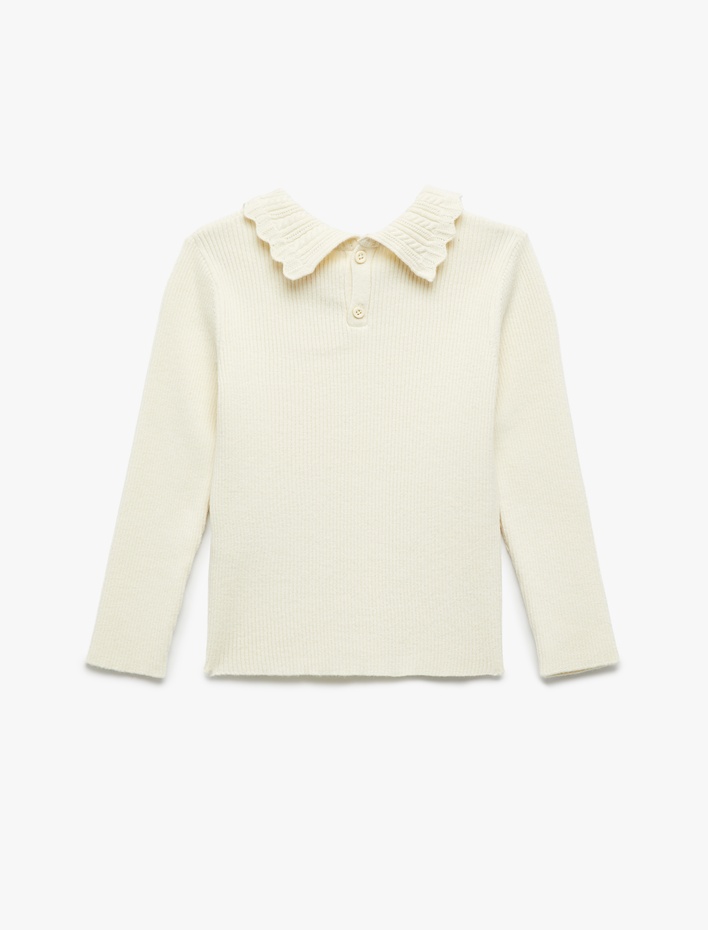 Kız Bebek Dik Yaka Uzun Kollu Viskon Triko Kazak