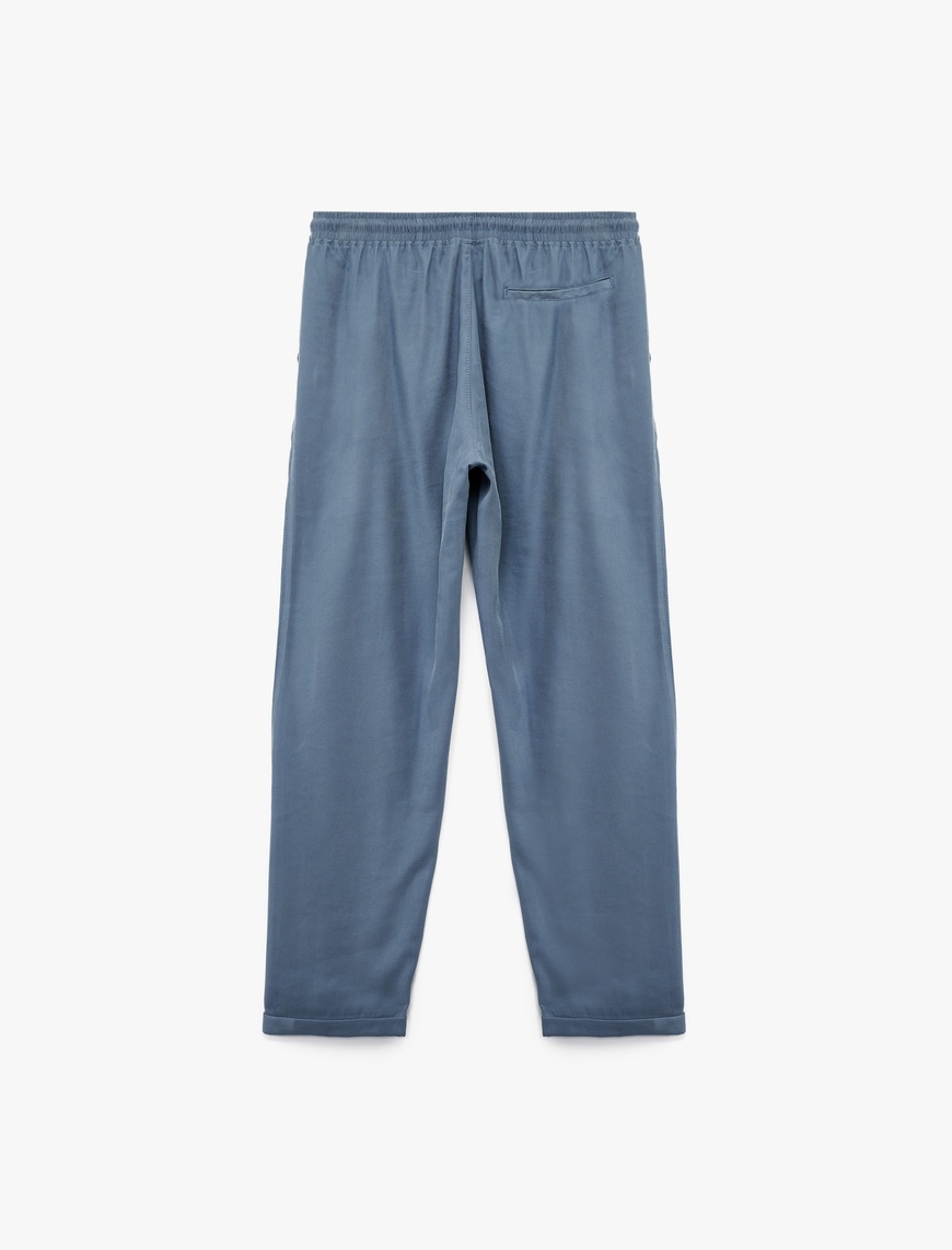   Viskon Cep Detaylı Rayon Tapered Beli Bağcıklı Pantolon