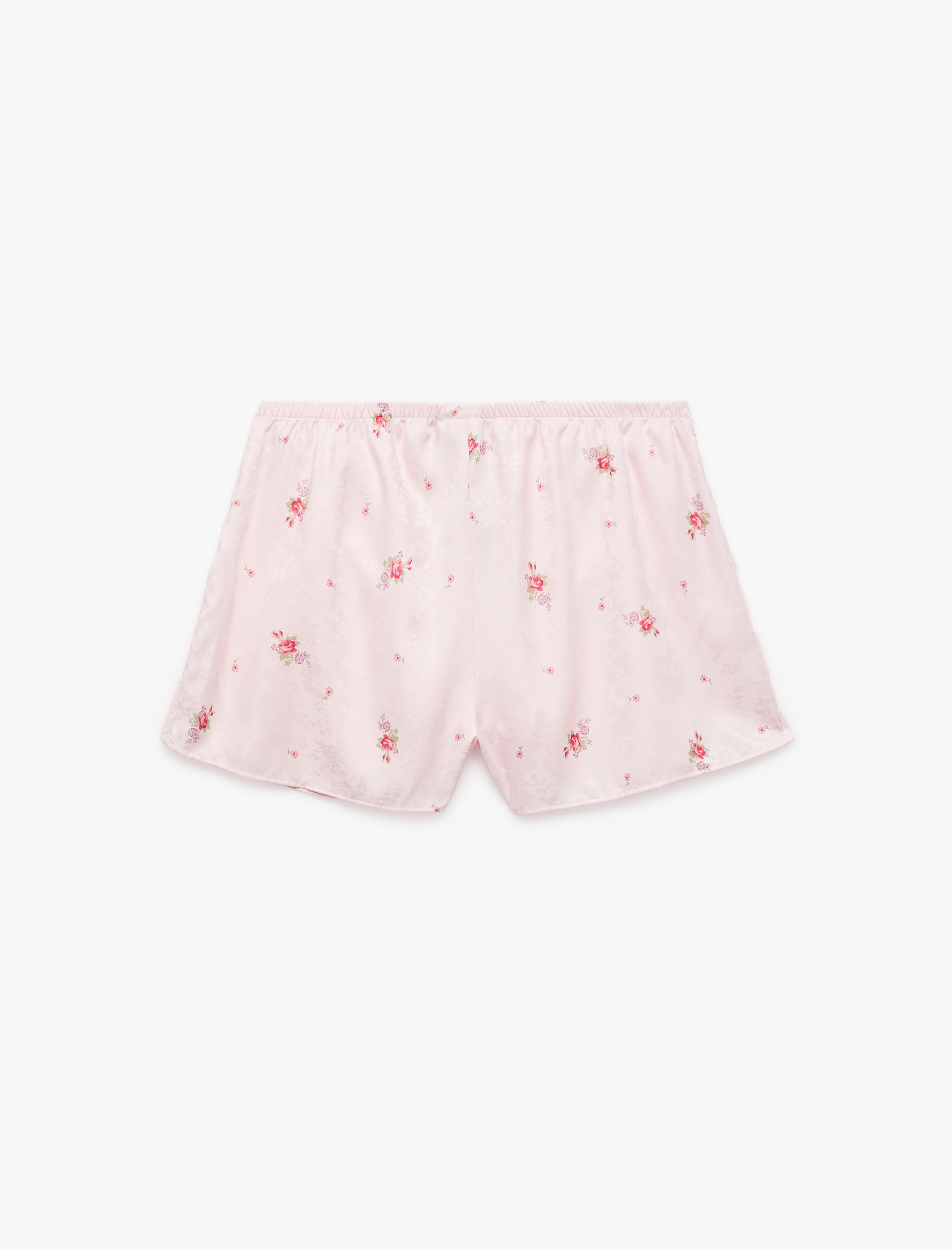   Dantel Detaylı Çiçekli Saten Şort Pijama Altı