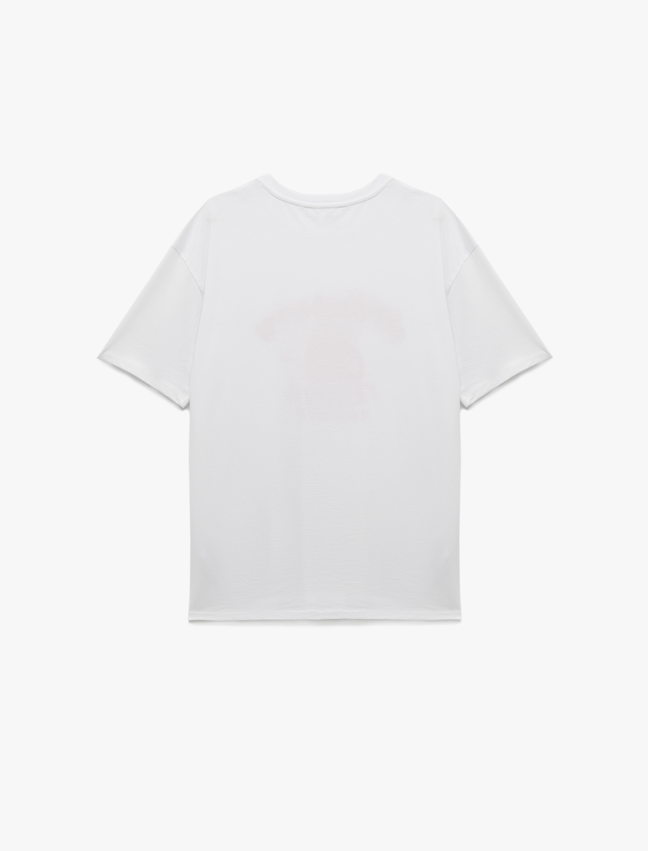   Rahat Kalıp Kısa Kollu Bisiklet Yaka Pamuklu Çilek Baskılı Tişört