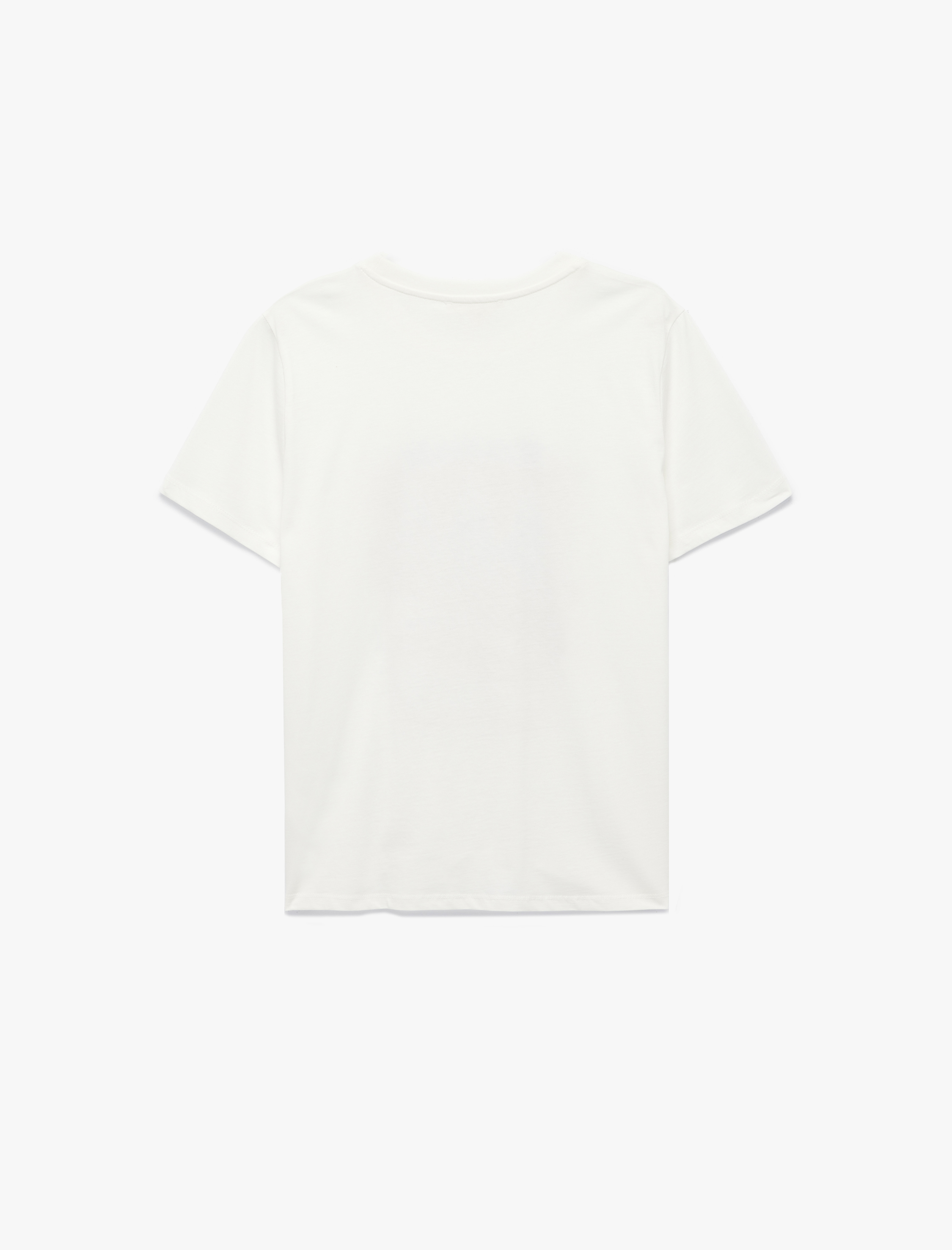   Pamuklu Kısa Kollu Bisiklet Yaka Balık Baskılı Tişört