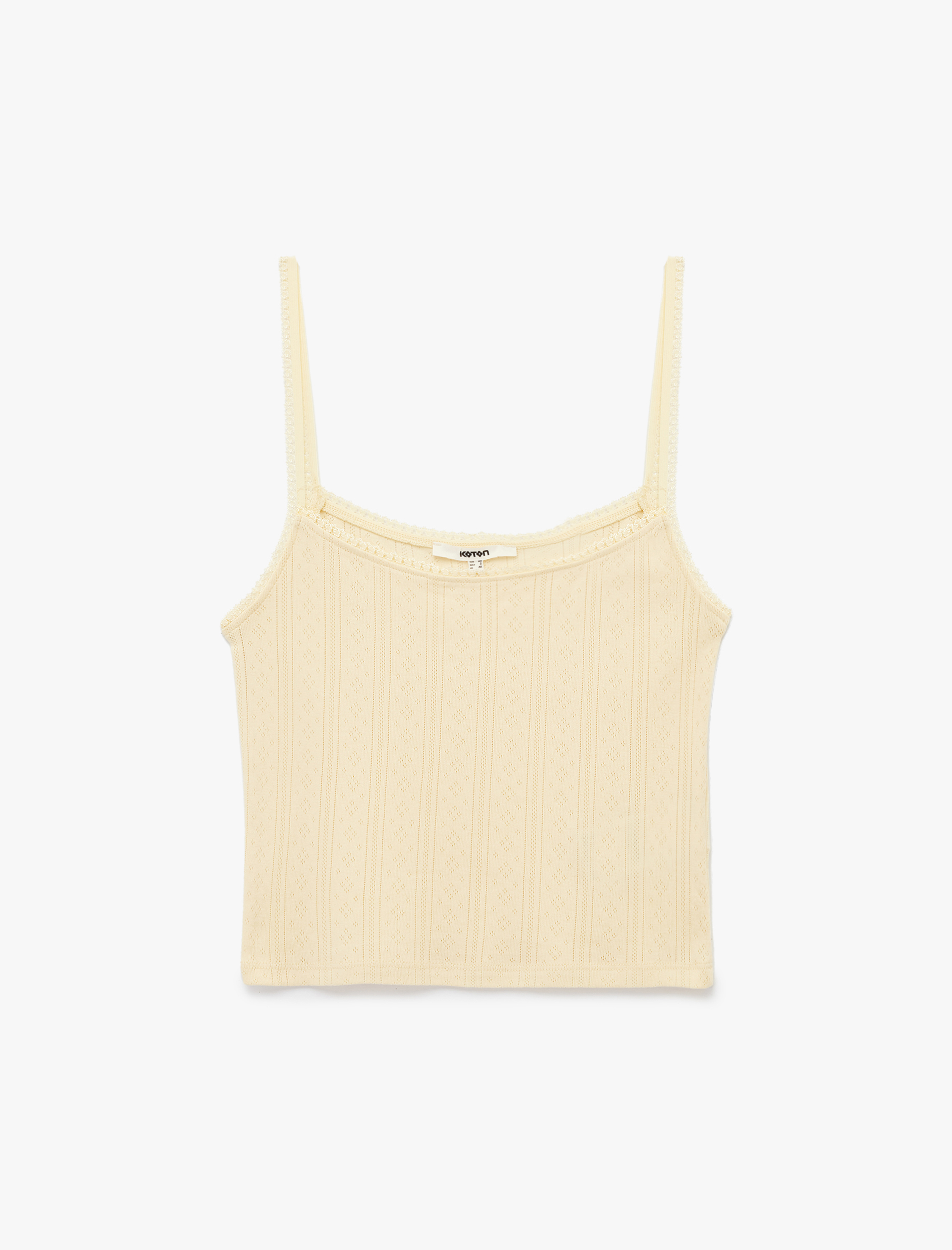   Pamuklu Slim Fit Dantel Detaylı İnce Askılı Crop Atlet