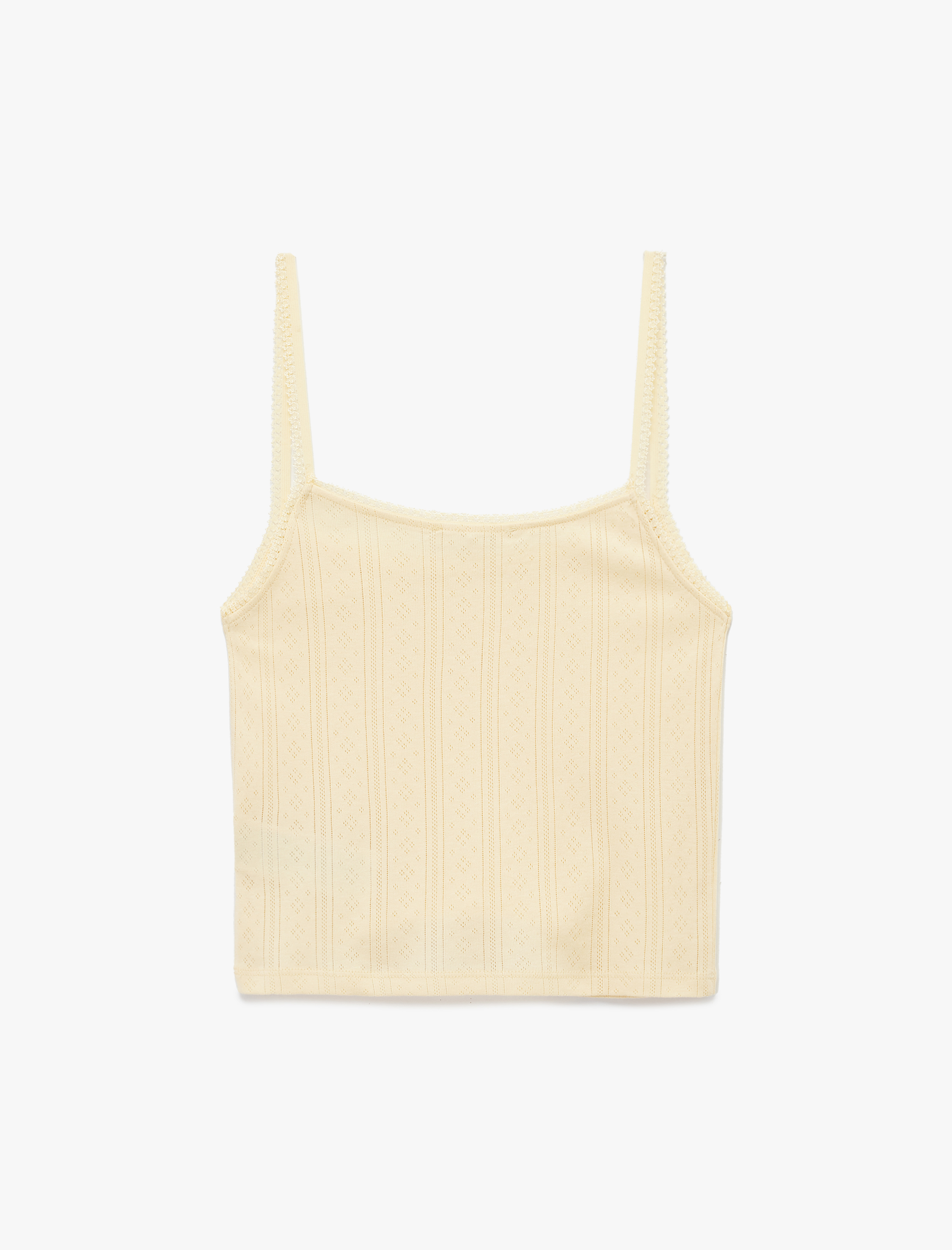   Pamuklu Slim Fit Dantel Detaylı İnce Askılı Crop Atlet