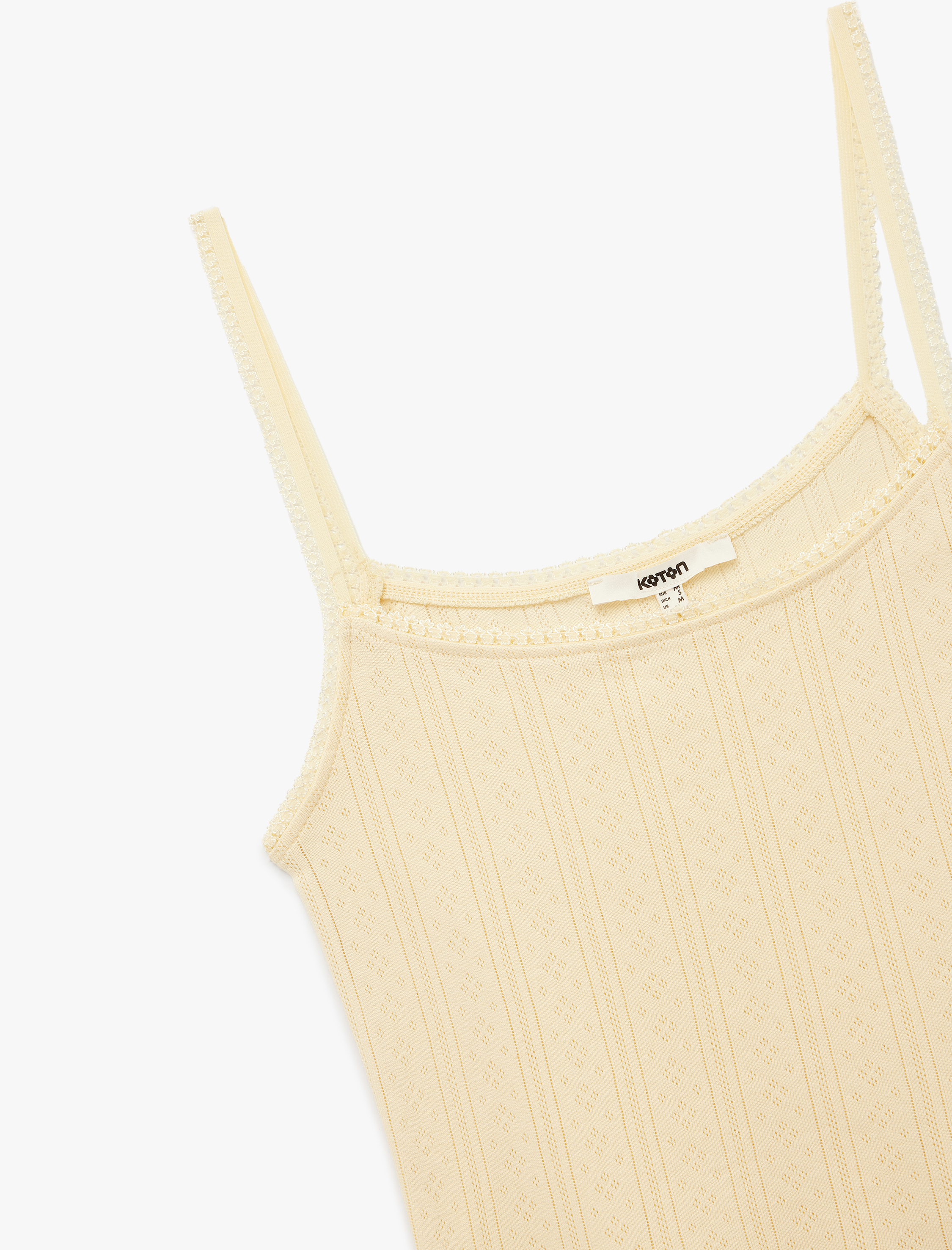   Pamuklu Slim Fit Dantel Detaylı İnce Askılı Crop Atlet