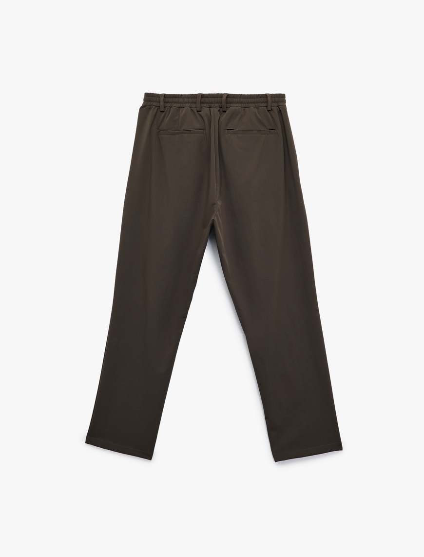   Beli Bağcıklı Düğmeli Duble Paça Esnek Slim Fit Pantolon