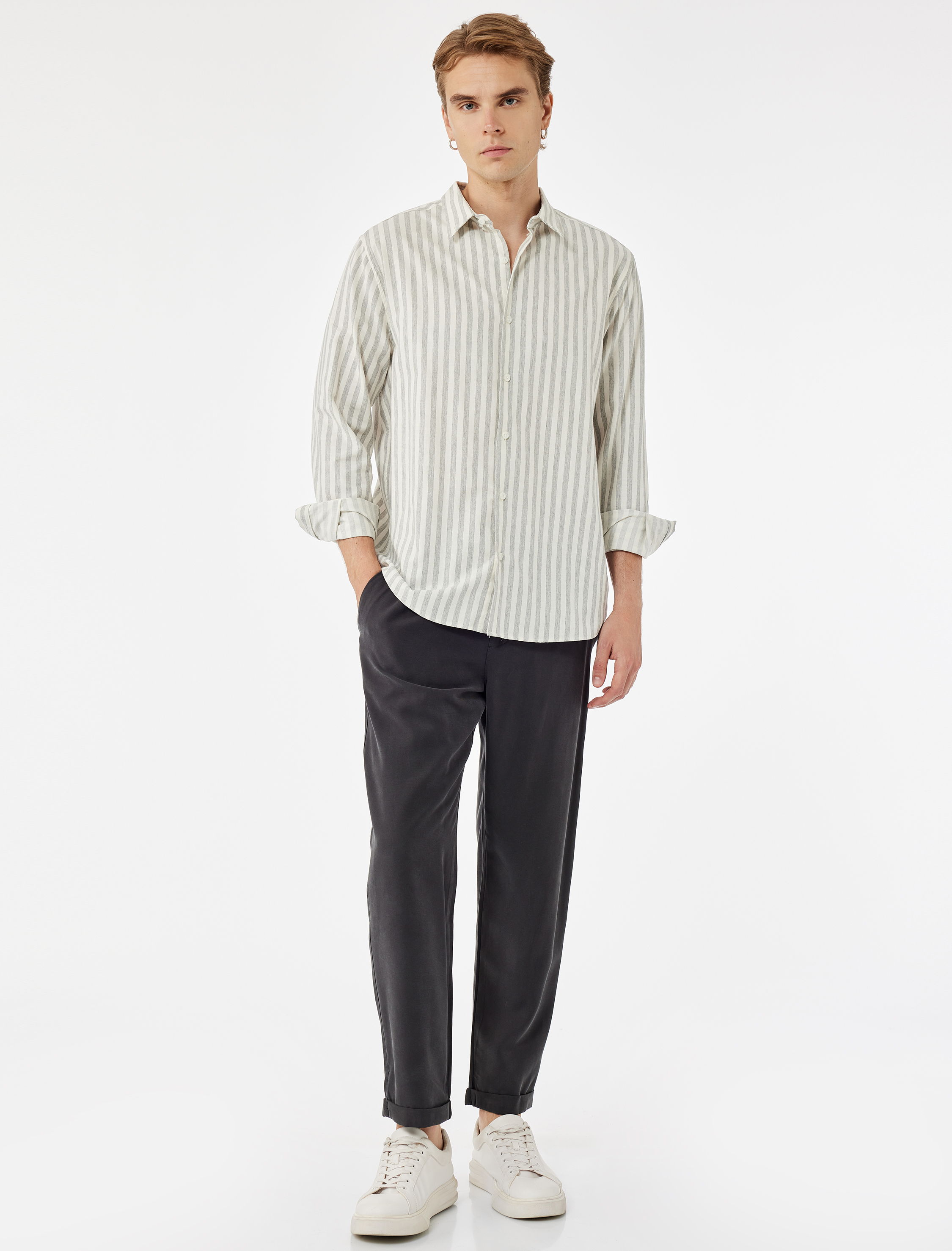   Viskon Cep Detaylı Rayon Tapered Beli Bağcıklı Pantolon