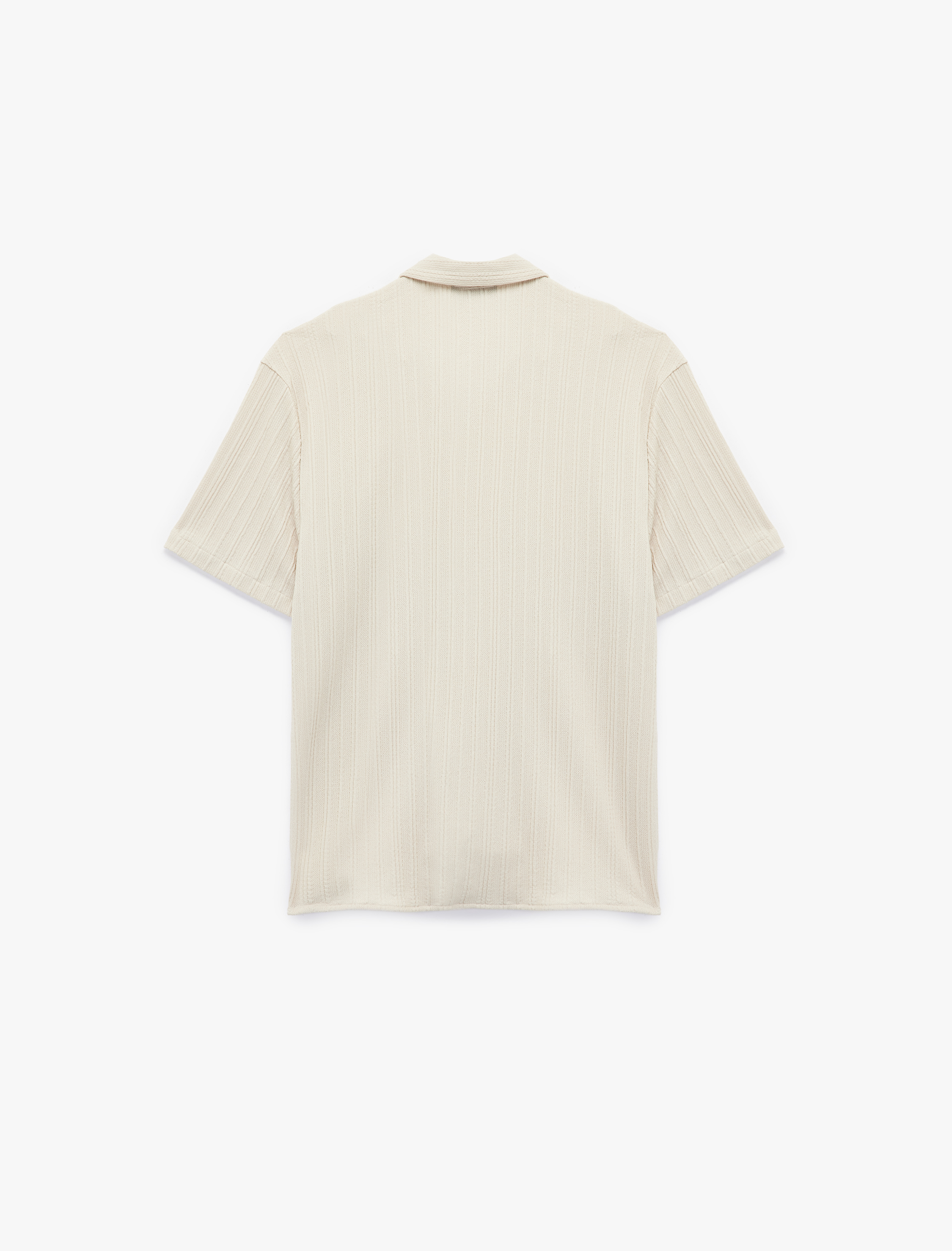   Regular Fit Kısa Kollu Cep Detaylı Dokulu Devrik Yaka Gömlek