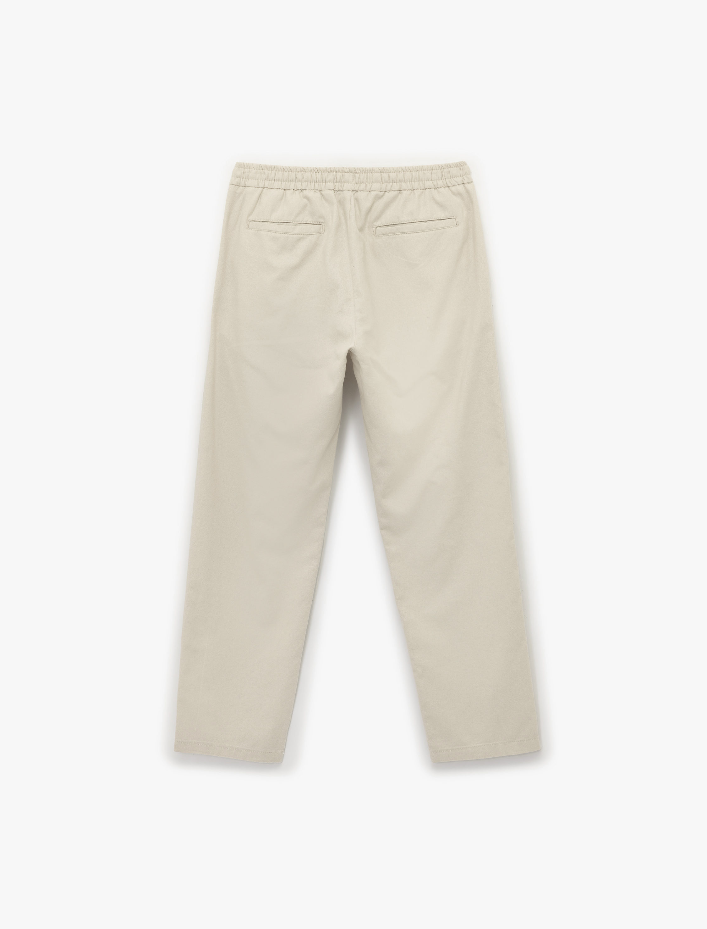   Pamuk Keten Karışımlı Cep Detaylı Beli Bağcıklı Pantolon