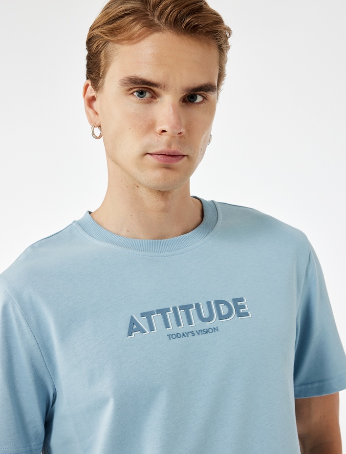  Kısa Kollu Regular Fit Bisiklet Yaka Pamuklu Baskılı Tişört