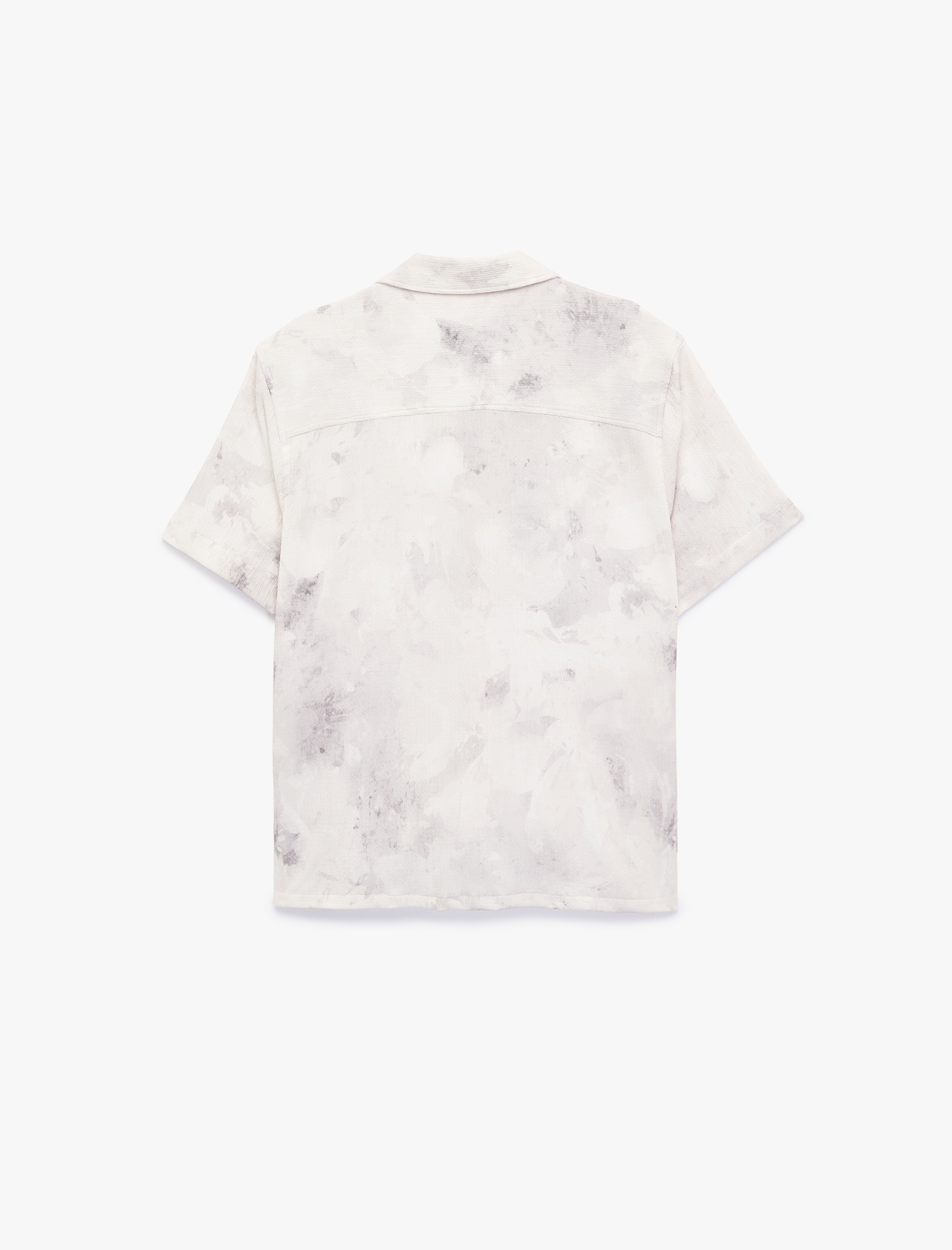   Regular Fit Kısa Kollu Dokulu Apaş Yaka Desenli Gömlek