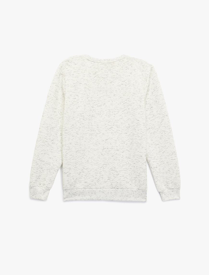   Uzun Kollu Nakışlı Bisiklet Yaka Sweatshirt