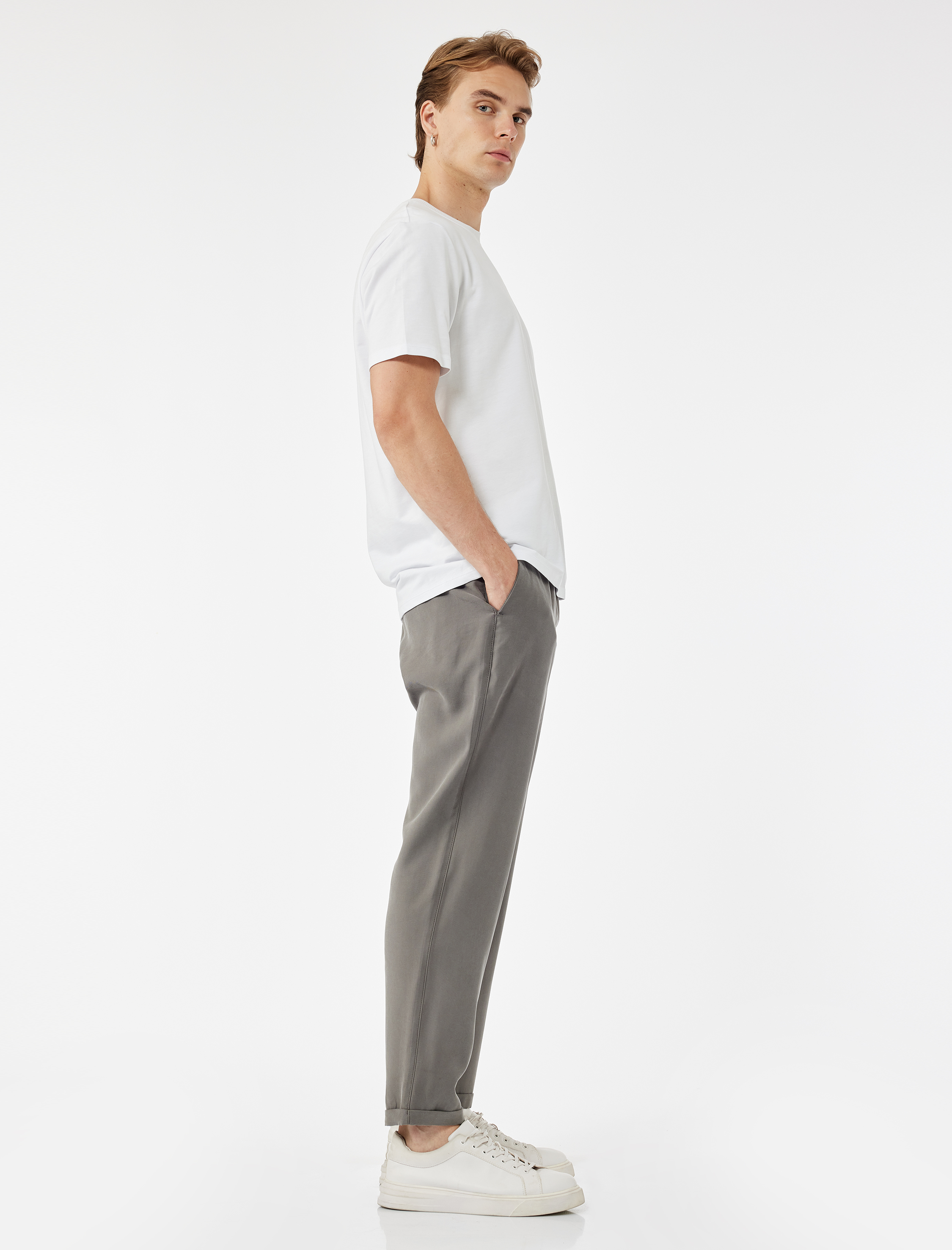   Viskon Cep Detaylı Rayon Tapered Beli Bağcıklı Pantolon