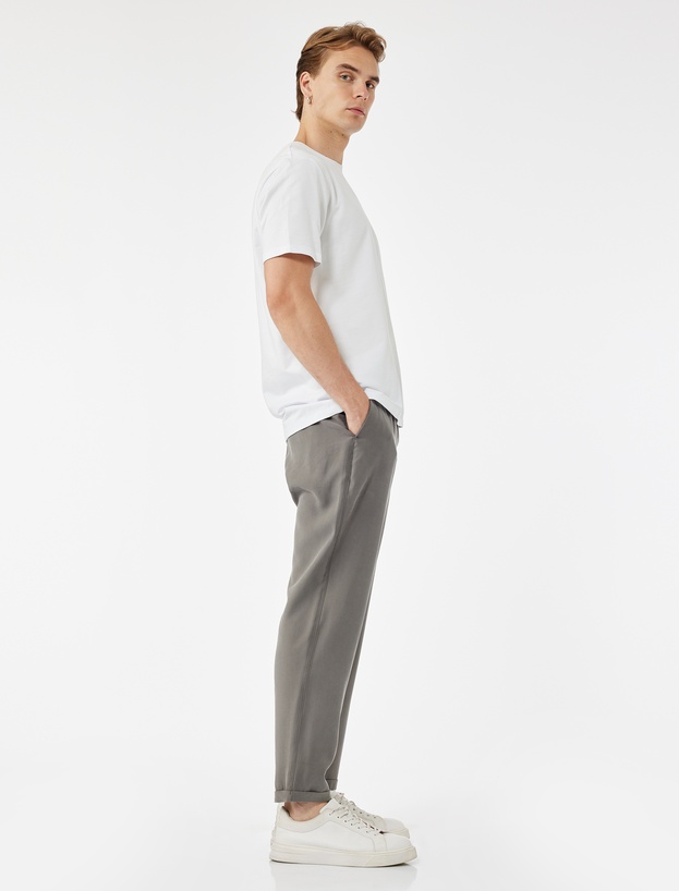 Viskon Cep Detaylı Rayon Tapered Beli Bağcıklı Yazlık Pantolon_1