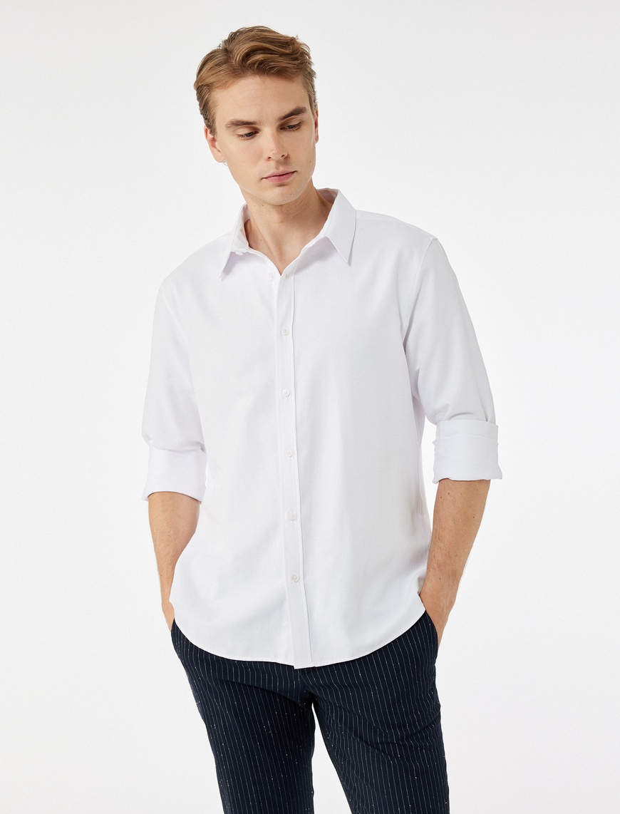   Regular Fit Klasik Yaka Uzun Kollu Oxford Gömlek