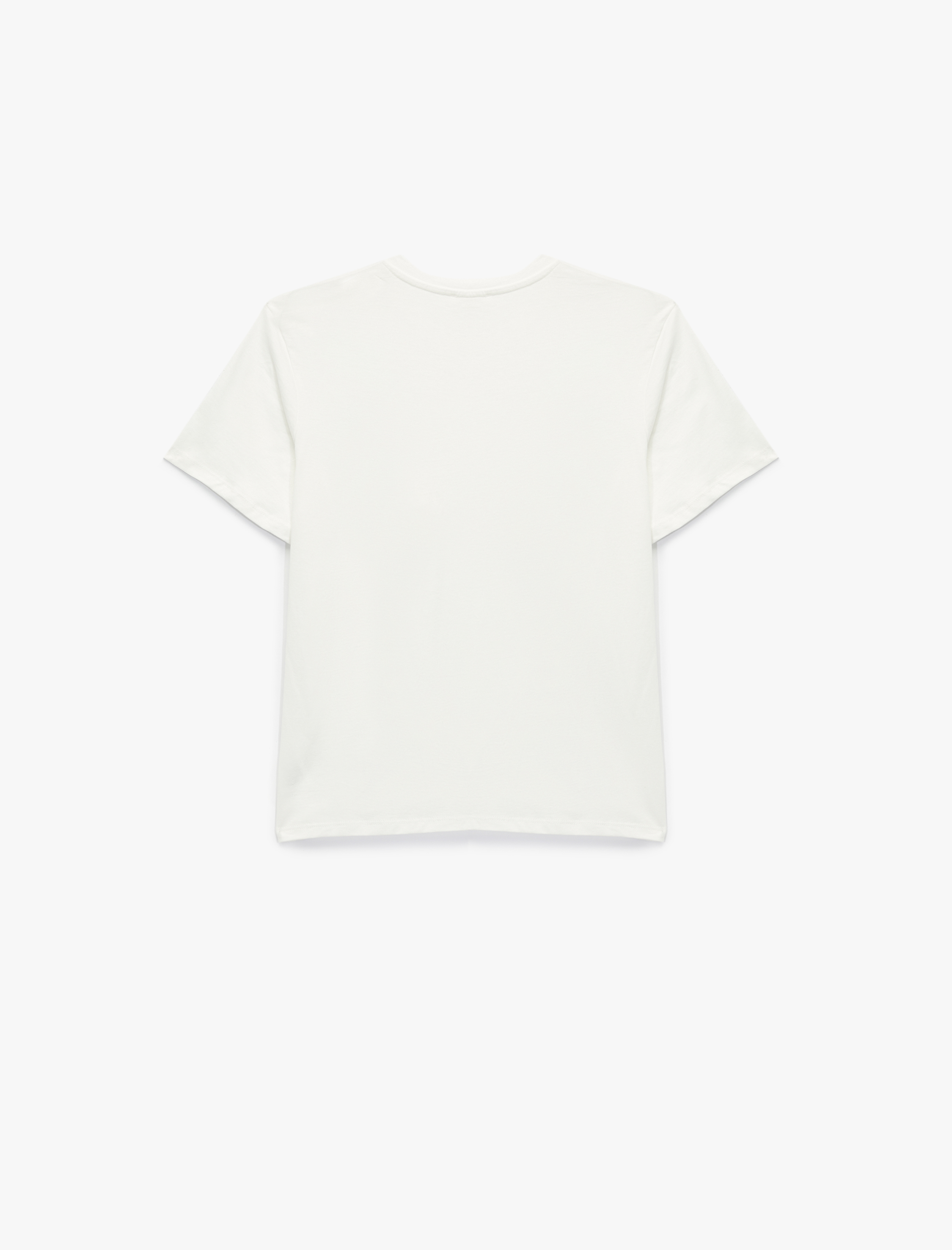 Pamuklu Kısa Kollu Bisiklet Yaka Gül Aplike Detaylı Tişört