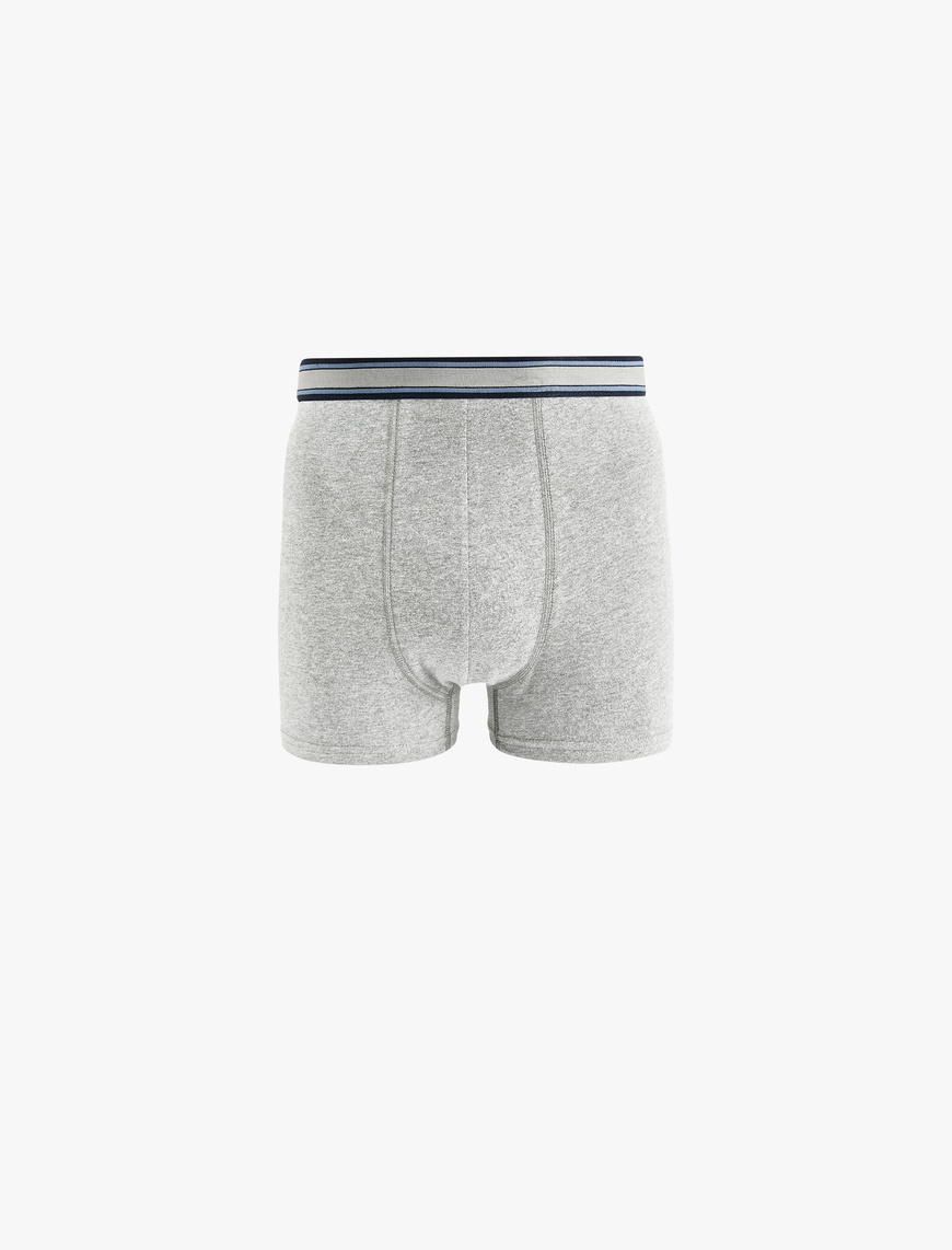   Pamuklu Şerit Detaylı Basic 3'lü Boxer Seti
