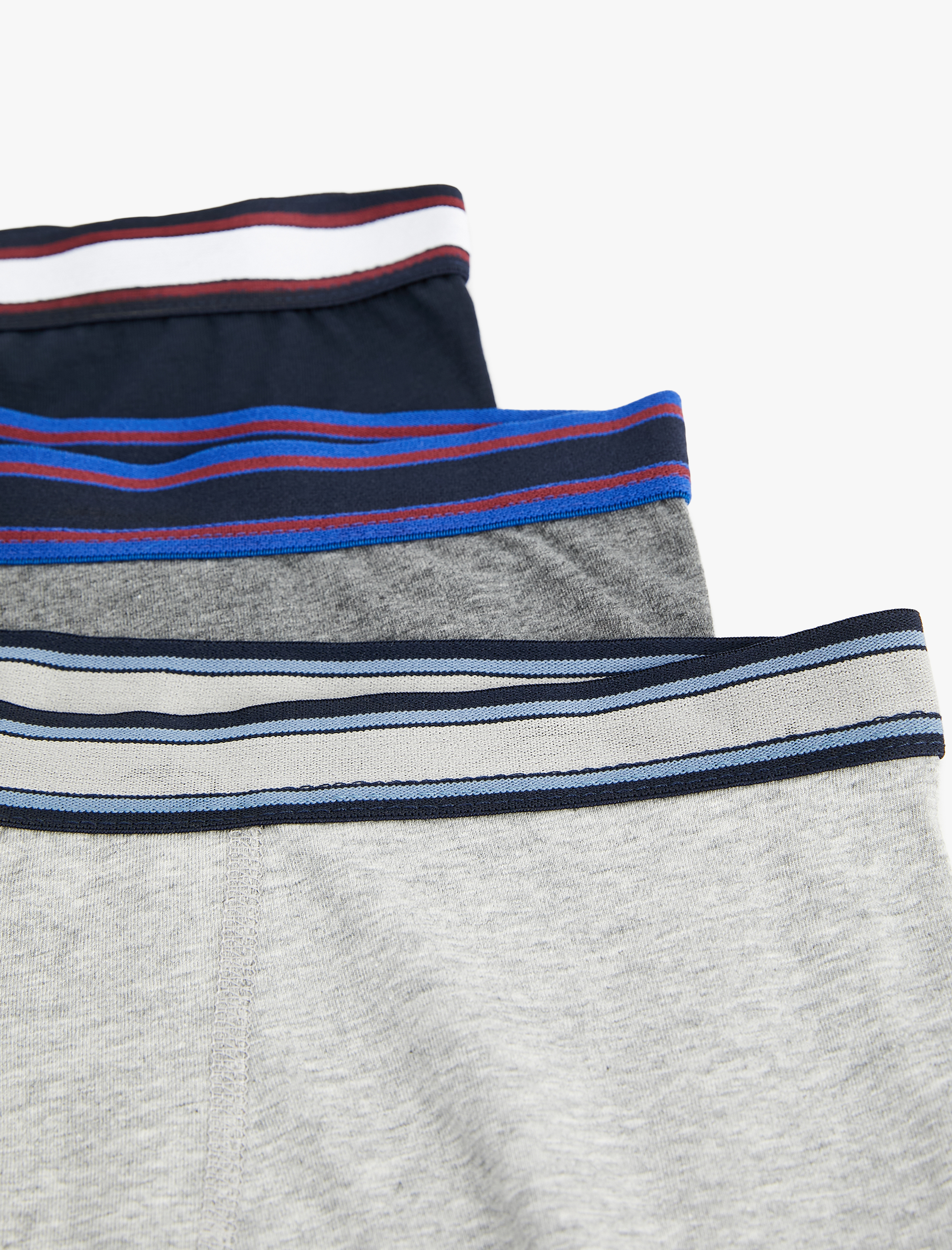 Pamuklu Şerit Detaylı Basic 3'lü Boxer Seti