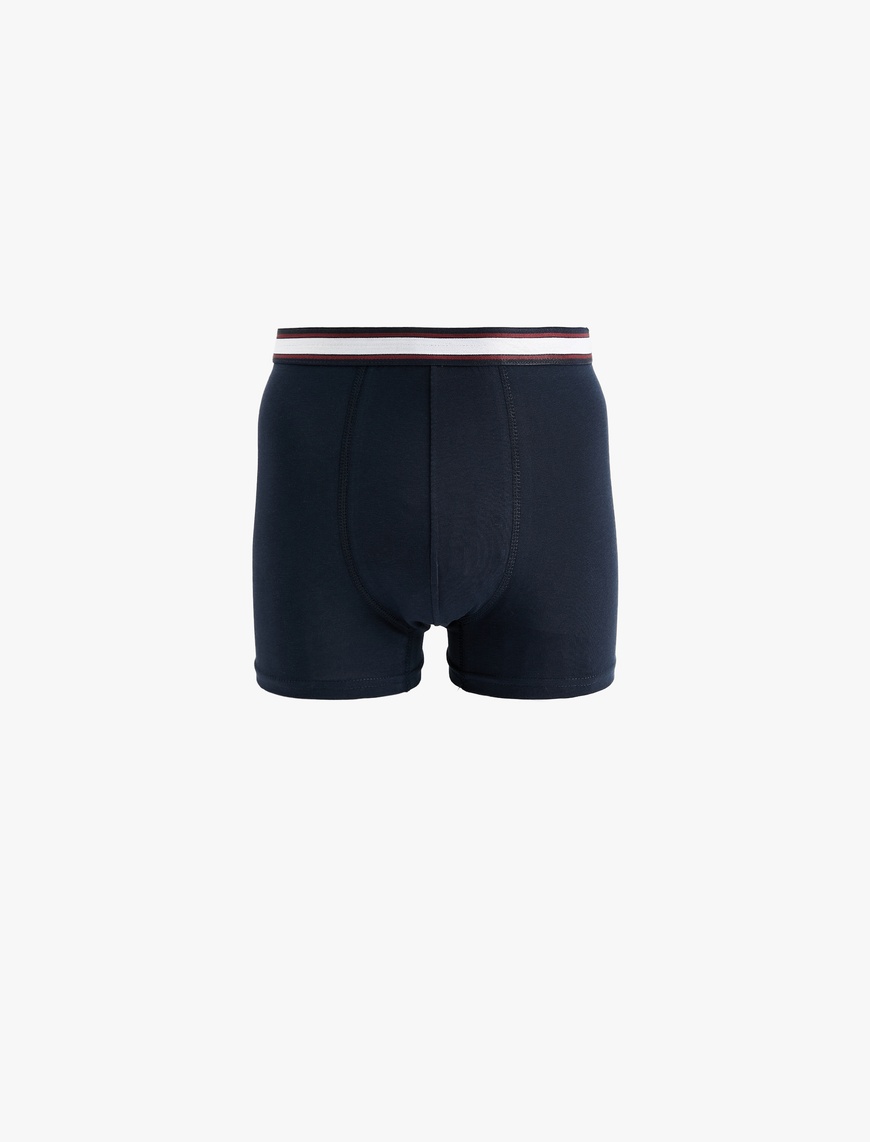   Pamuklu Şerit Detaylı Basic 3'lü Boxer Seti