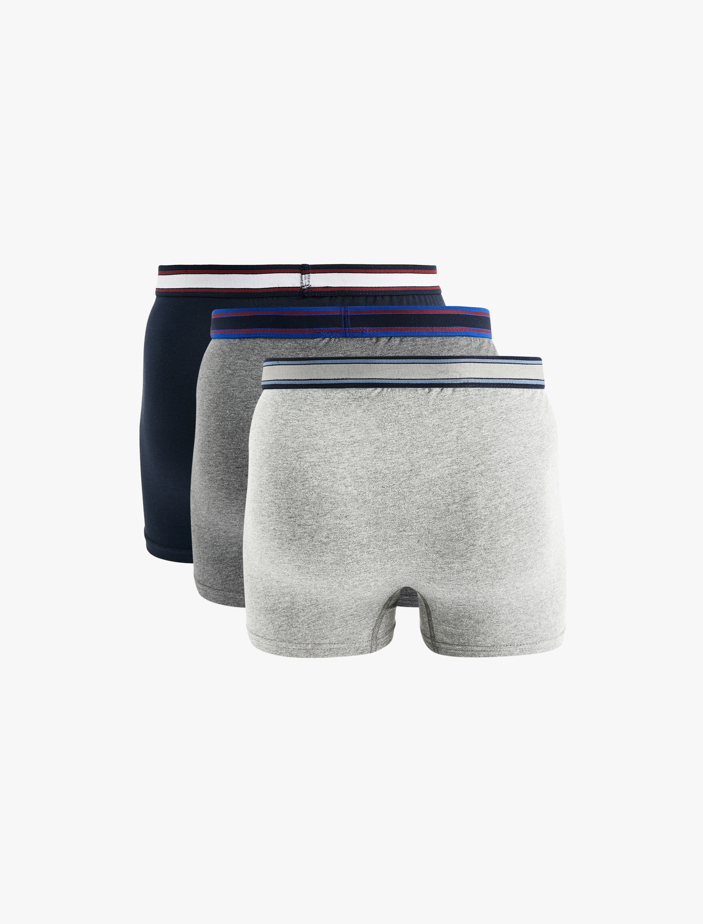 Pamuklu Şerit Detaylı Basic 3'lü Boxer Seti