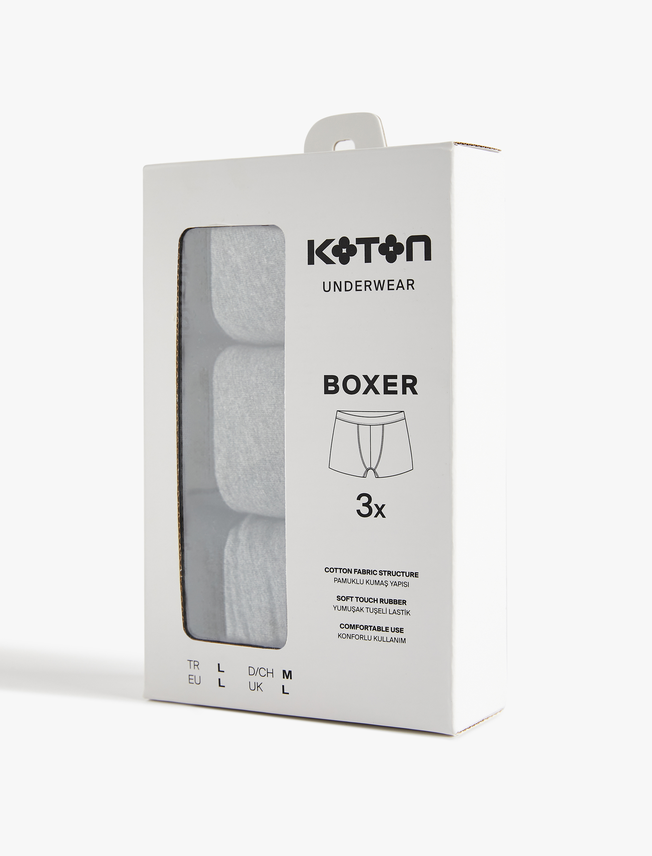   Pamuklu Basic 3'lü Boxer Seti