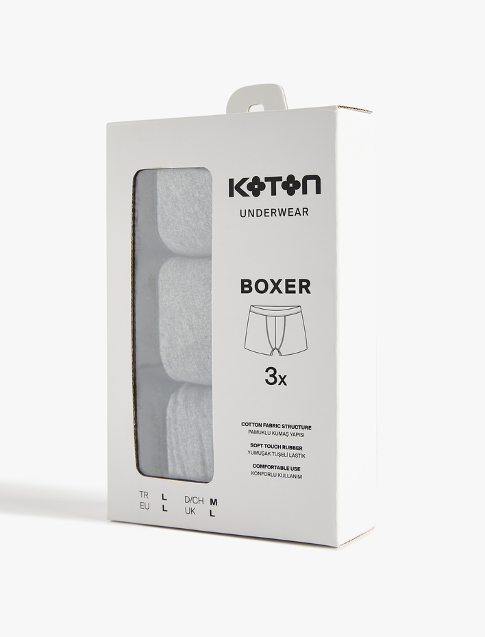  Pamuklu Basic 3'lü Boxer Seti