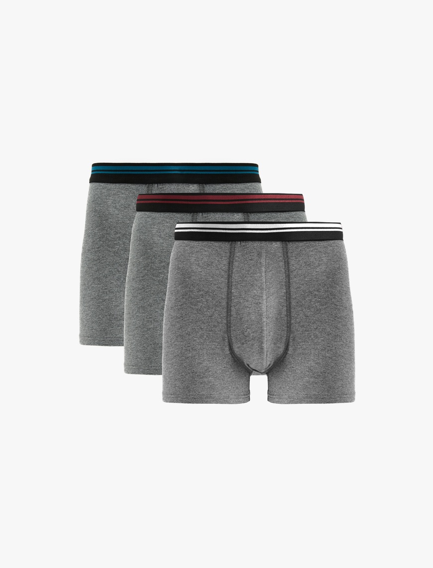   Lastik Detaylı Pamuklu 3'lü Boxer Seti