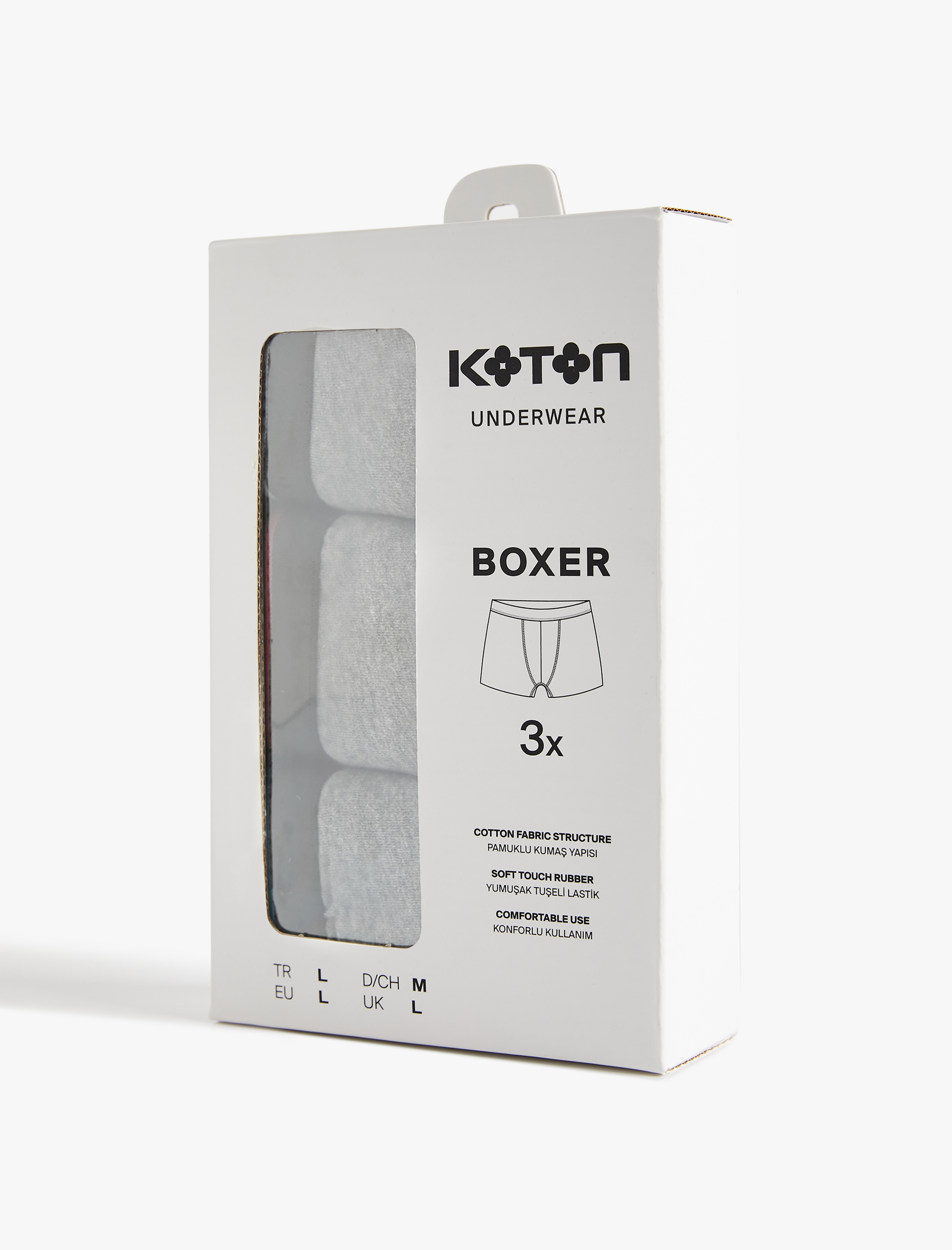   Lastik Detaylı Pamuklu 3'lü Boxer Seti