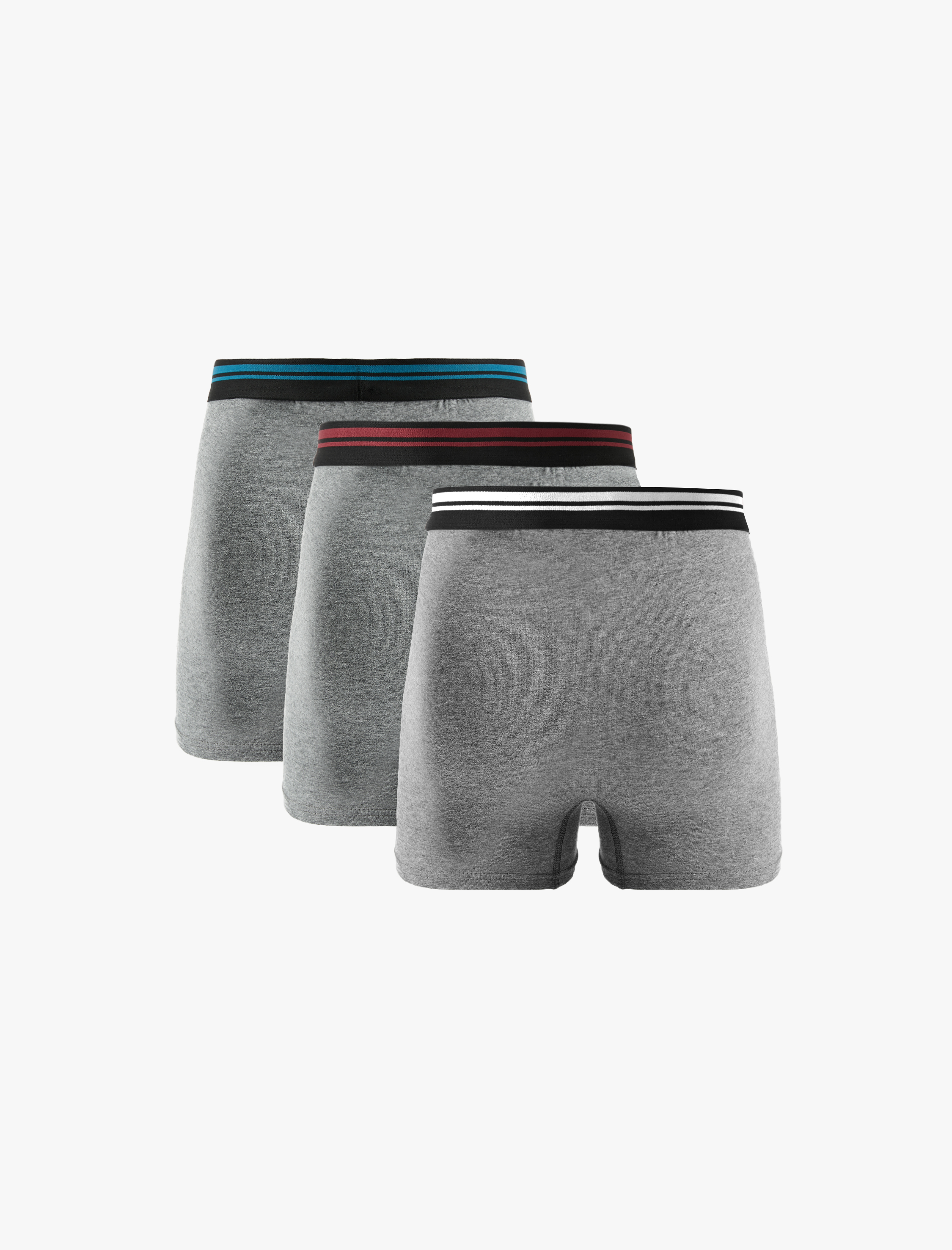   Lastik Detaylı Pamuklu 3'lü Boxer Seti