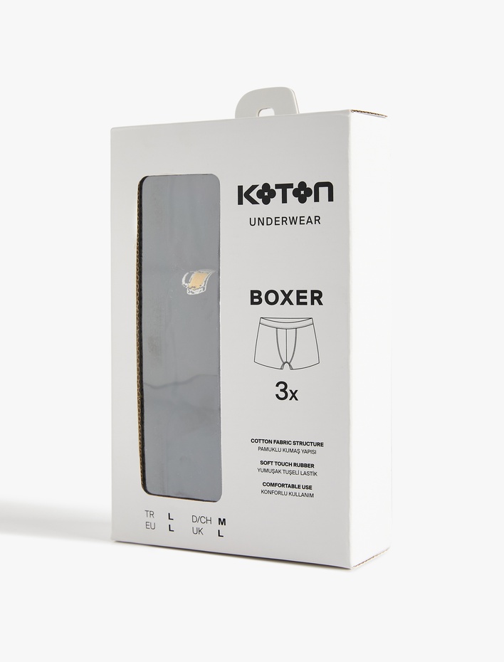  Pamuklu İçecek Baskılı 3'lü Boxer Seti