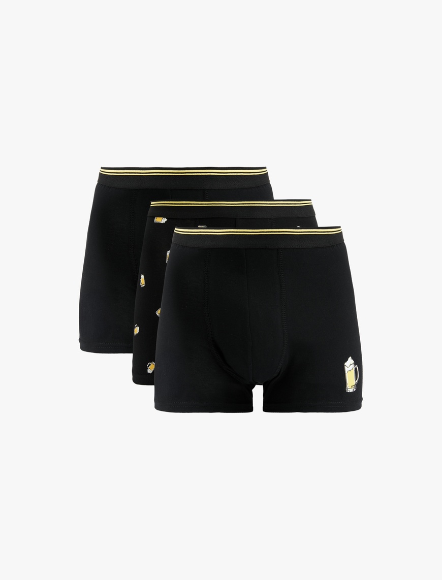   Pamuklu İçecek Baskılı 3'lü Boxer Seti