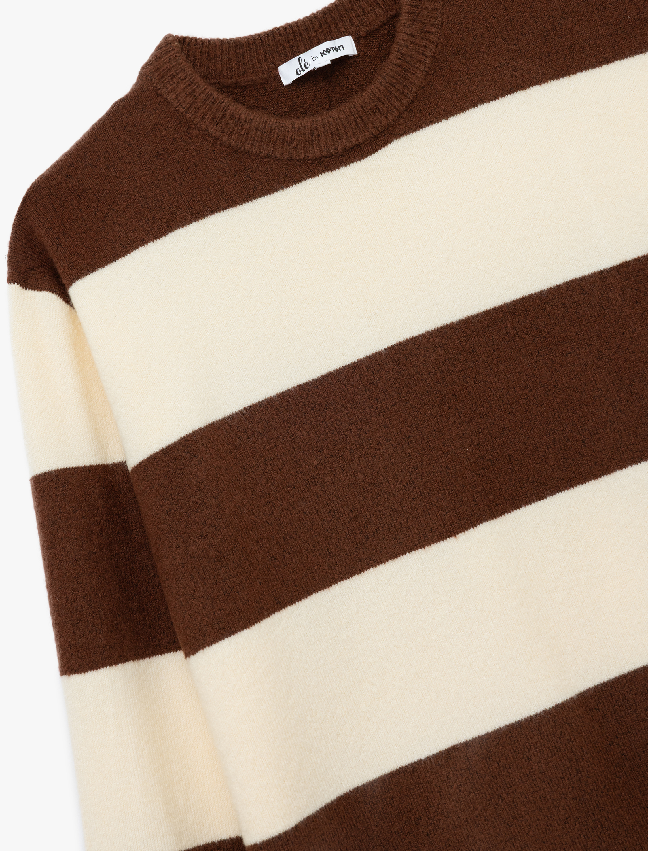   Uzun Kollu Çizgili Bisiklet Yaka Triko Kazak