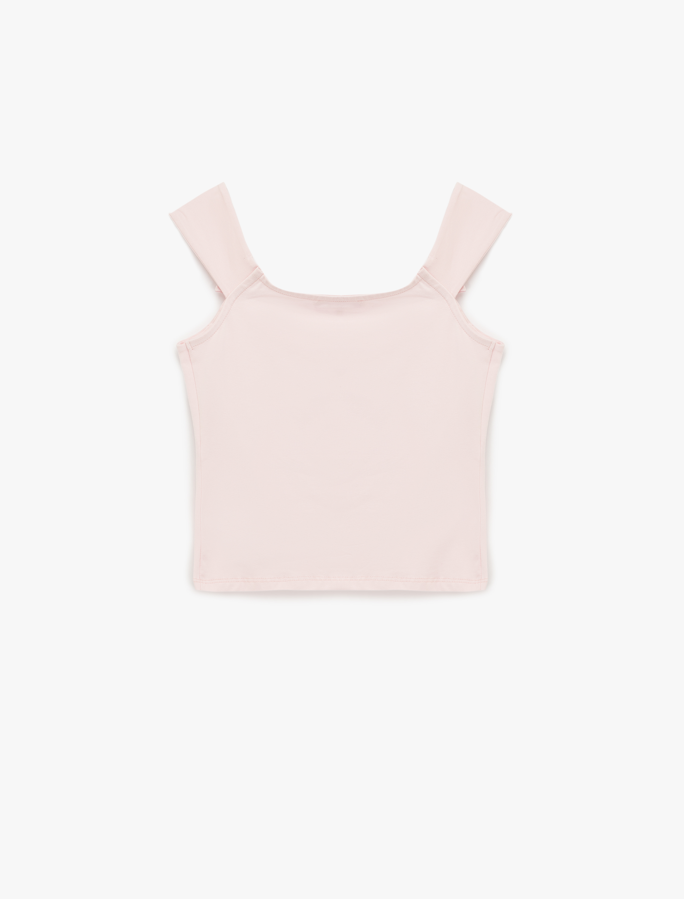   Slim Fit Kare Yaka Fiyonklu Kolsuz Bluz