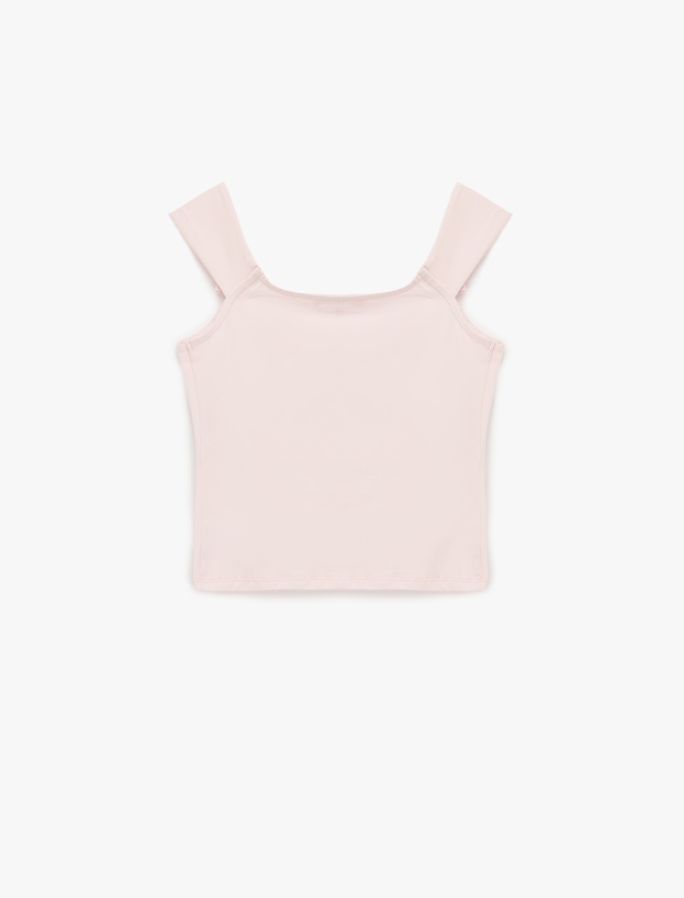 Slim Fit Kare Yaka Fiyonklu Kolsuz Bluz_1