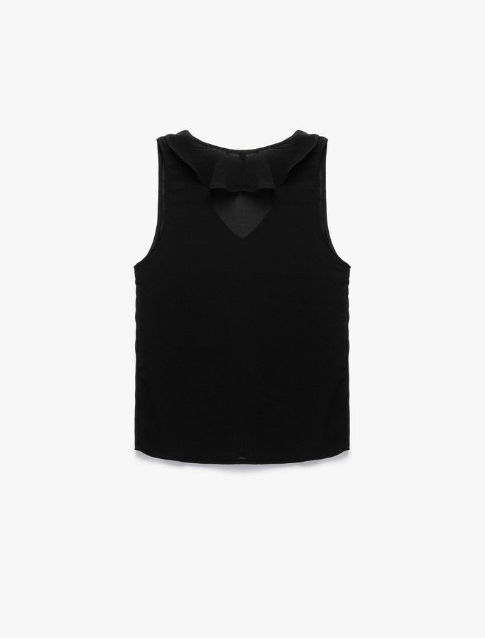  Kolsuz V Yaka Volanlı Fırfırlı Bluz