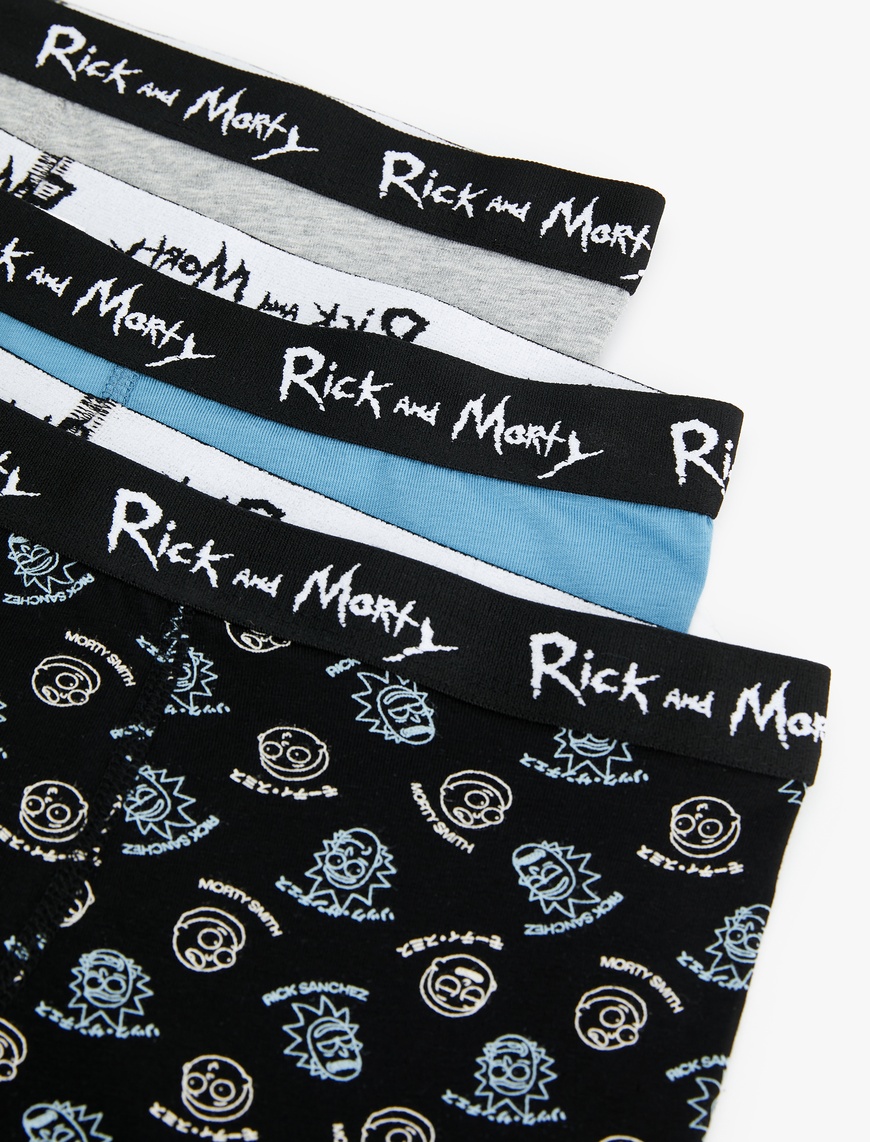   Lisanslı Rick and Morty Baskılı Pamuklu 3'lü Boxer Set