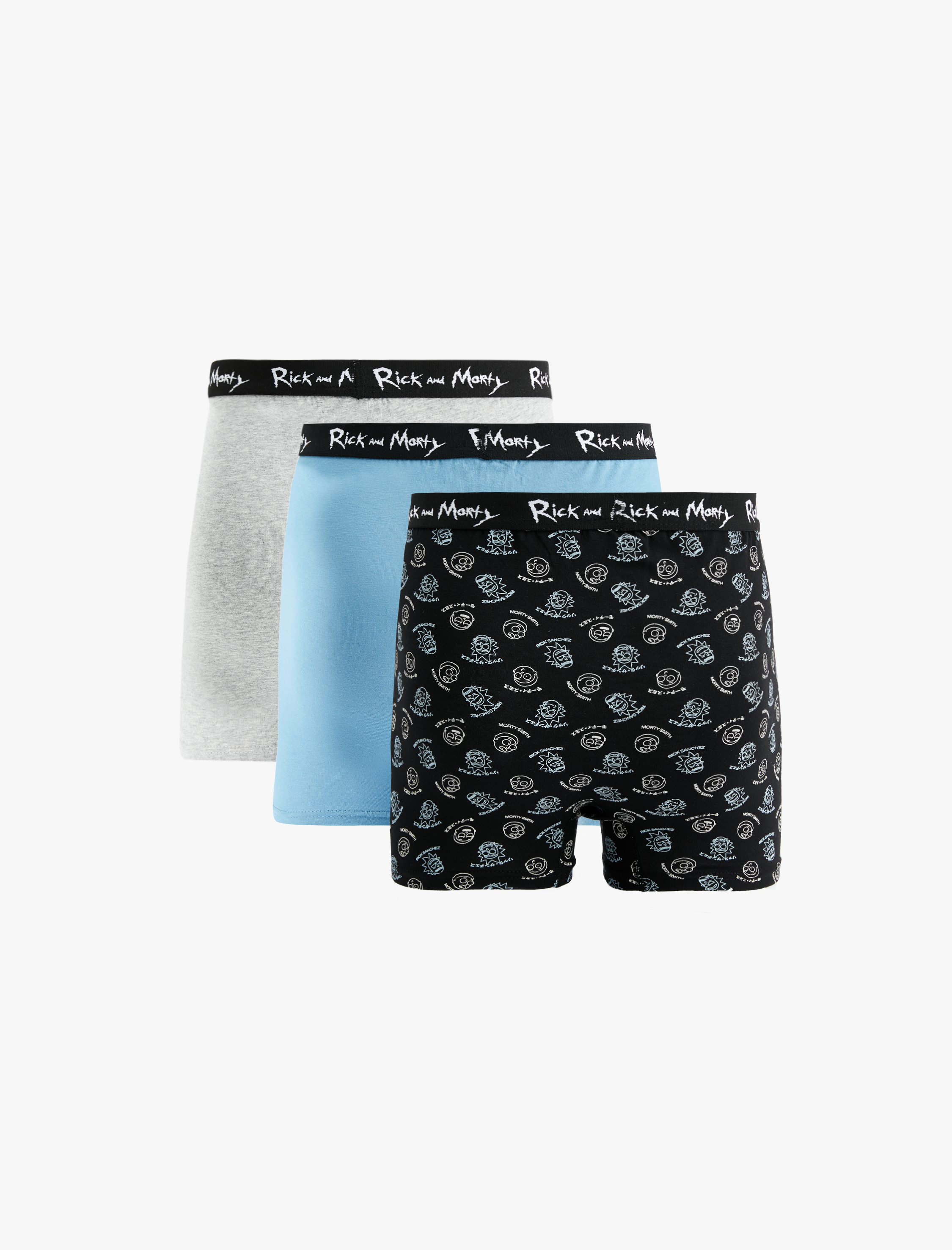 Lisanslı Rick and Morty Baskılı Pamuklu 3'lü Boxer Set