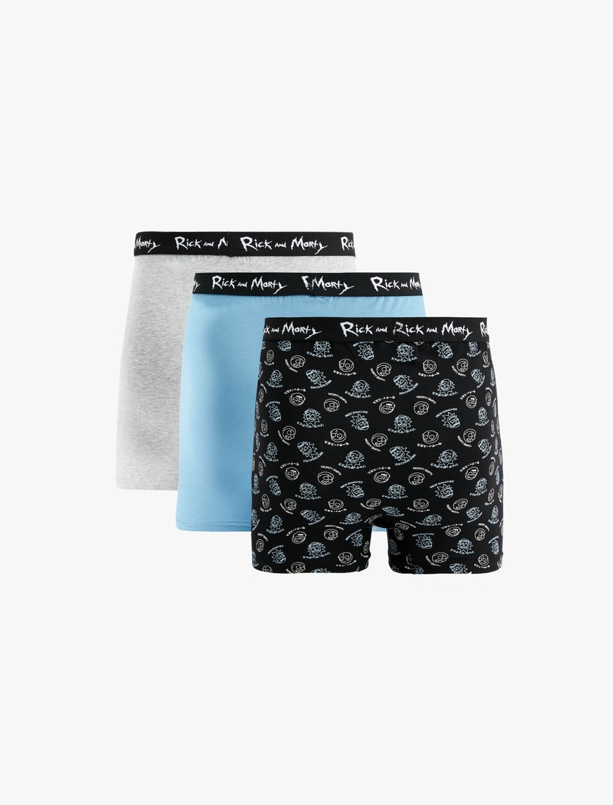   Lisanslı Rick and Morty Baskılı Pamuklu 3'lü Boxer Set