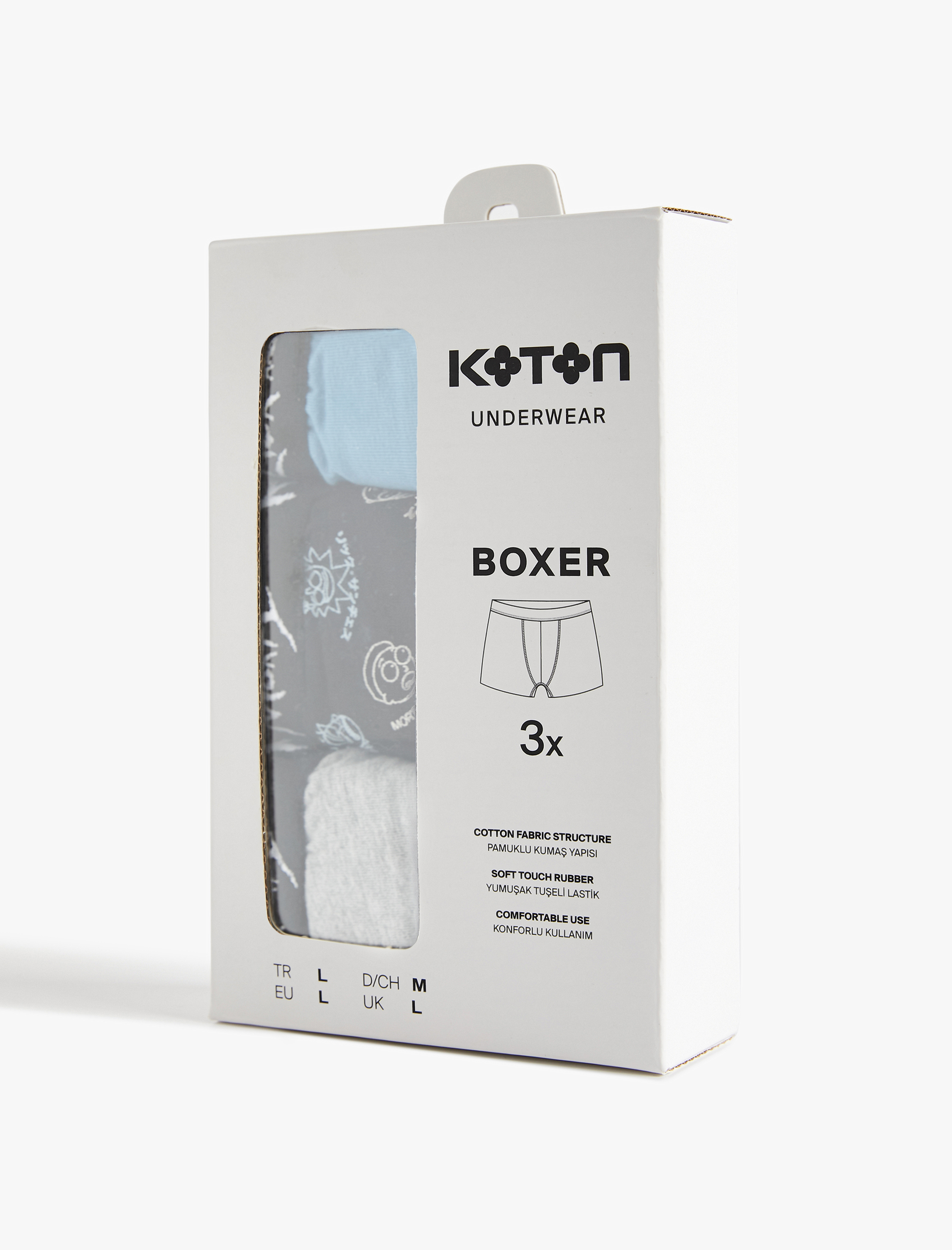 Lisanslı Rick and Morty Baskılı Pamuklu 3'lü Boxer Set