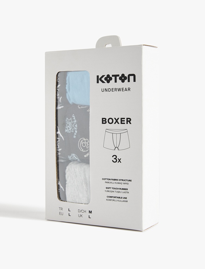  Lisanslı Rick and Morty Baskılı Pamuklu 3'lü Boxer Set