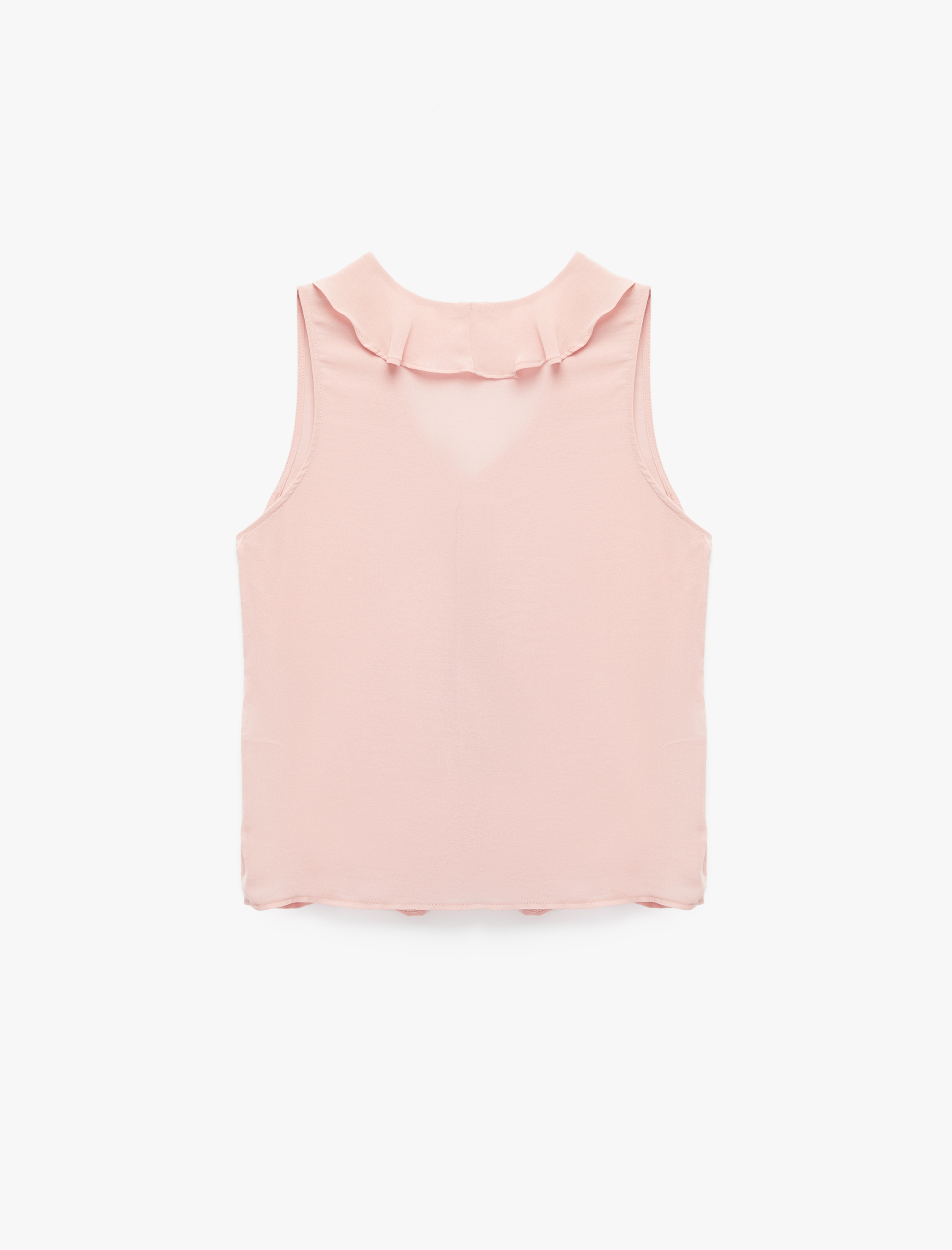 Kolsuz V Yaka Volanlı Fırfırlı Bluz